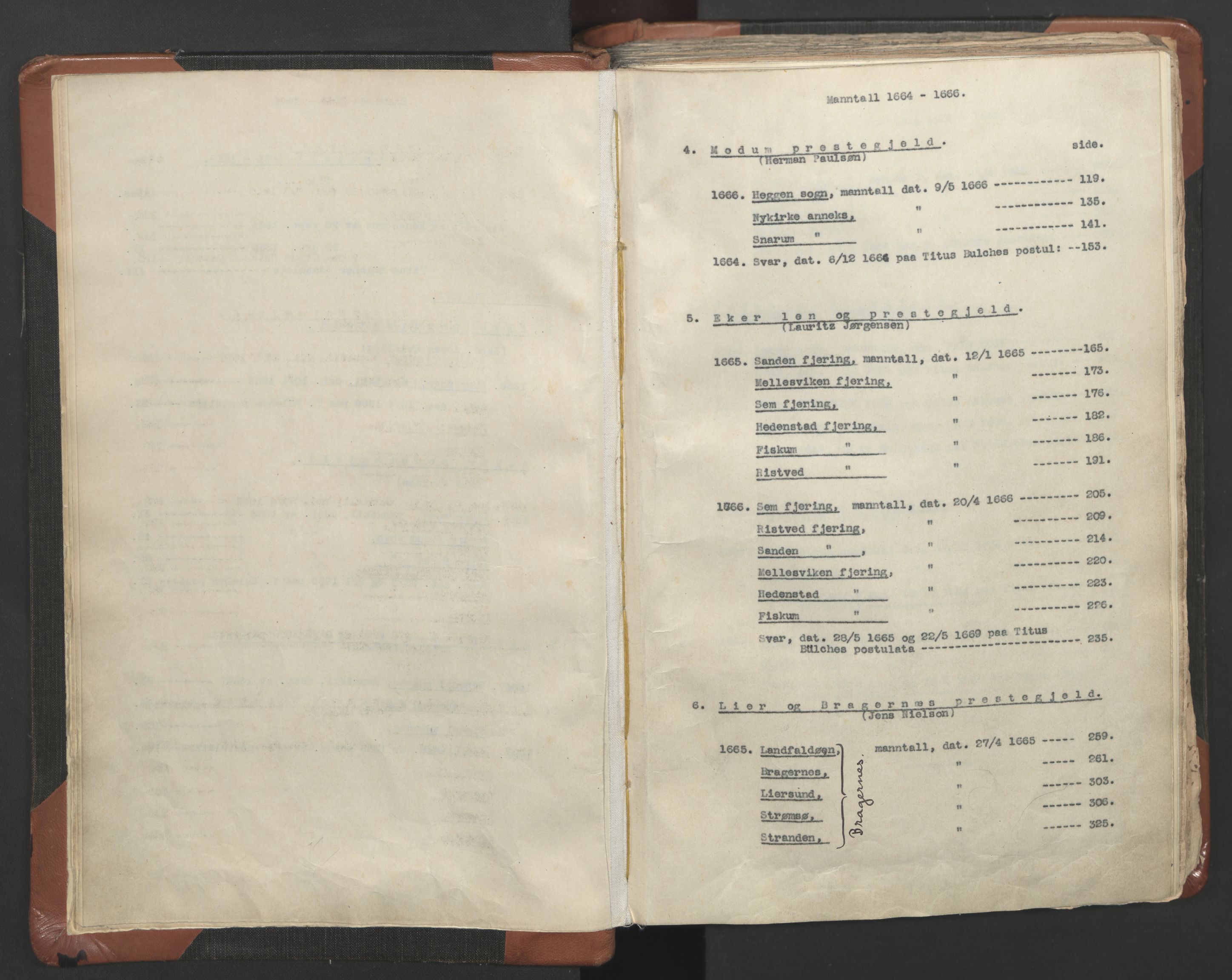 RA, Vicar's Census 1664-1666, no. 9: Bragernes deanery, 1664-1666