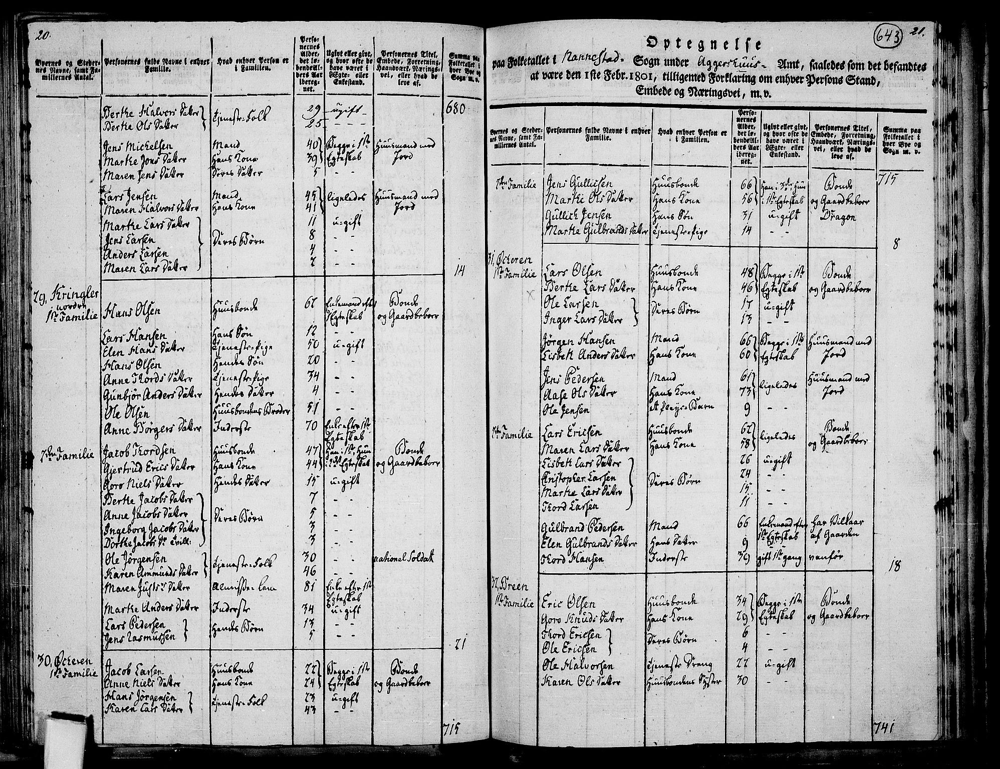 RA, 1801 census for 0238P Nannestad, 1801, p. 642b-643a