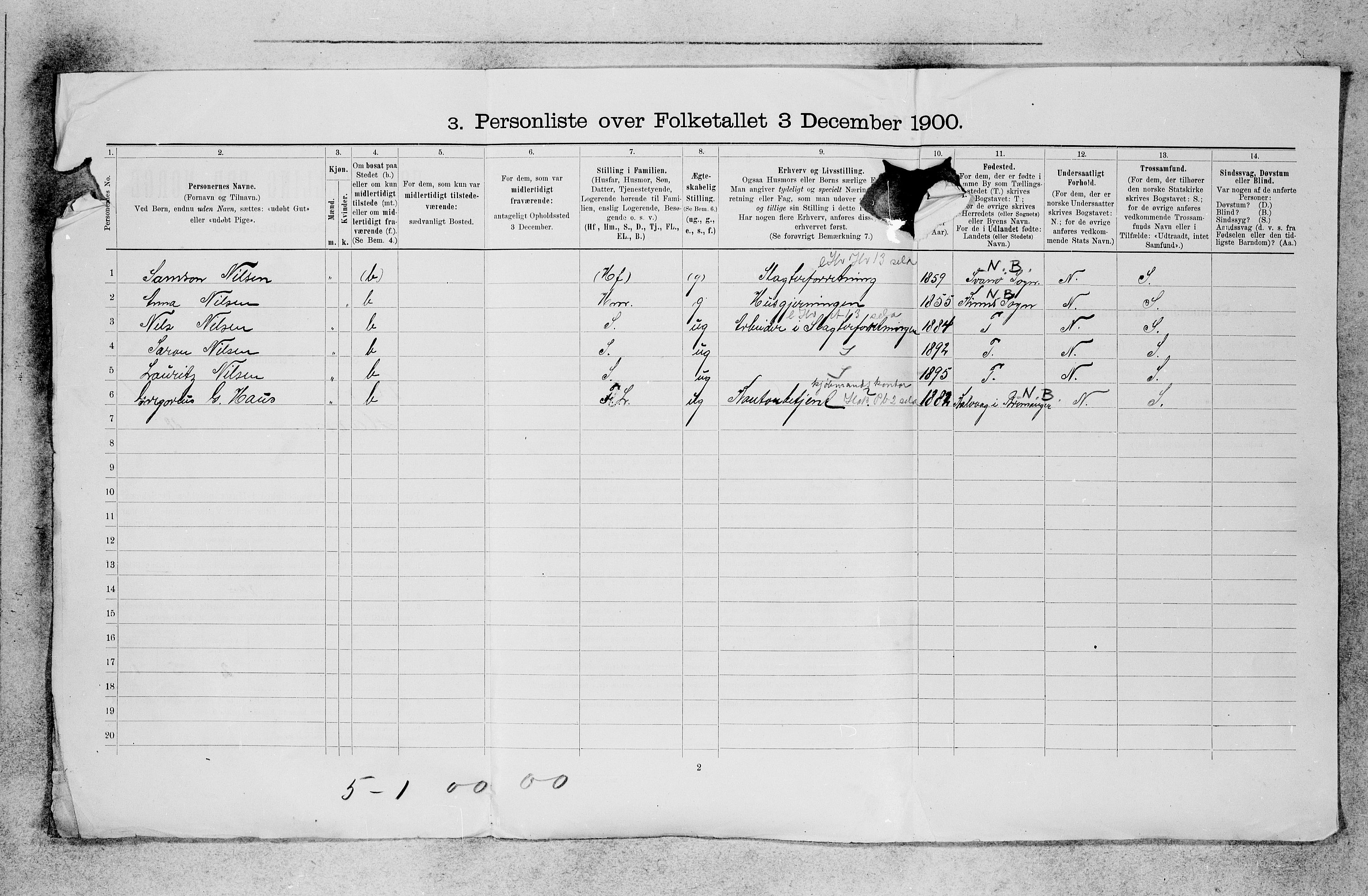 SAB, 1900 census for Florø, 1900, p. 14