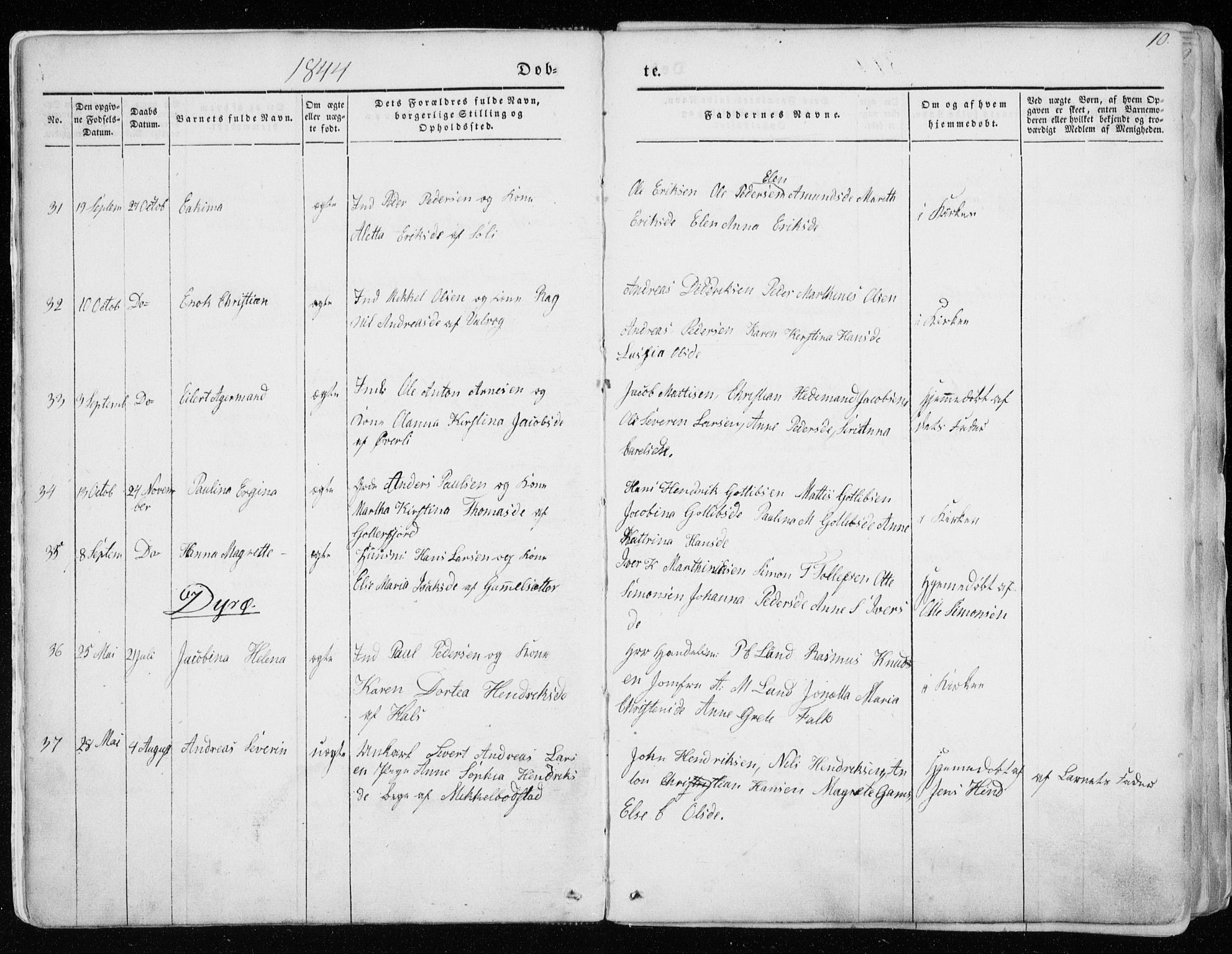 Tranøy sokneprestkontor, AV/SATØ-S-1313/I/Ia/Iaa/L0006kirke: Parish register (official) no. 6, 1844-1855, p. 10