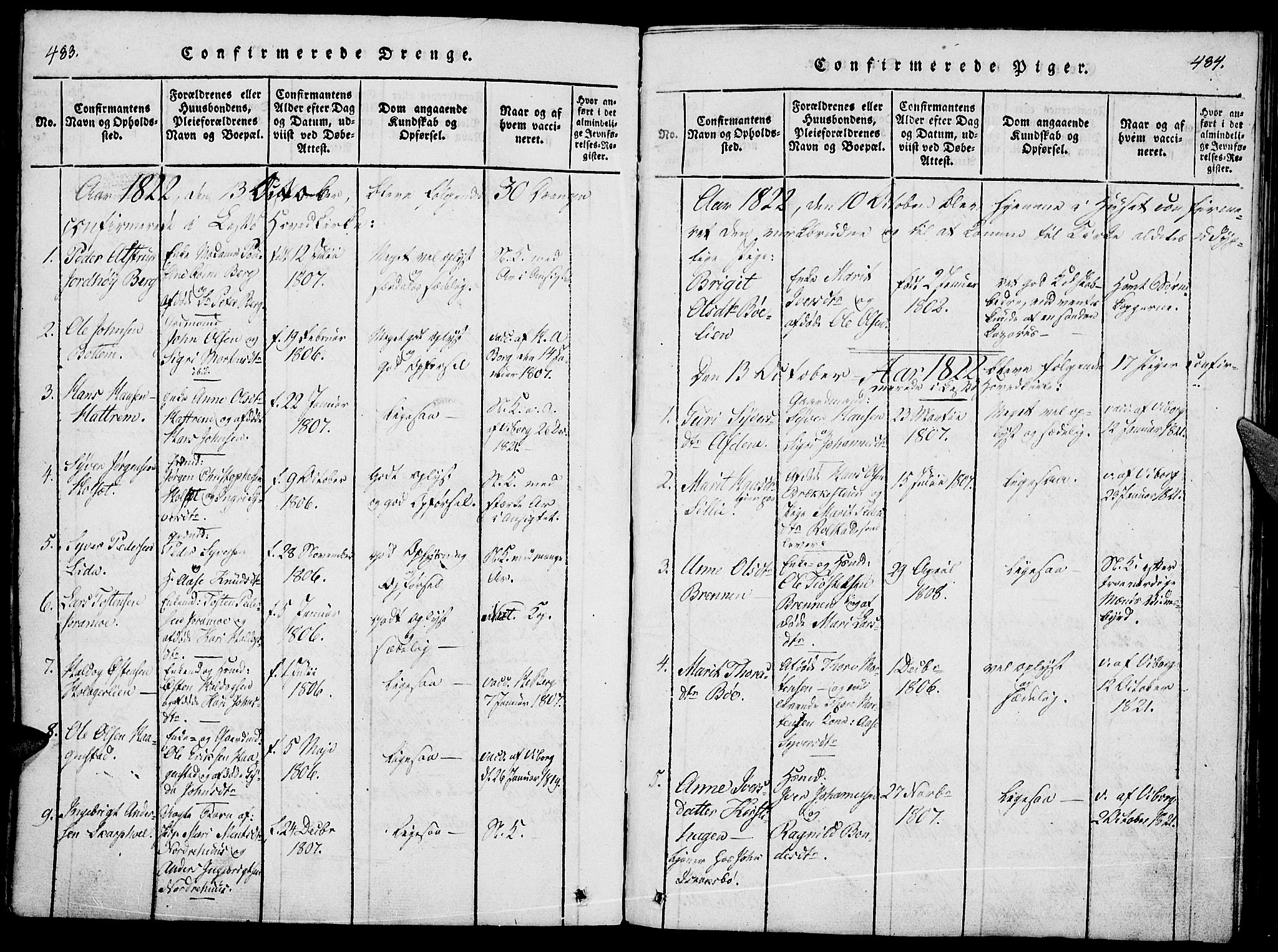 Lesja prestekontor, AV/SAH-PREST-068/H/Ha/Haa/L0004: Parish register (official) no. 4, 1820-1829, p. 483-484