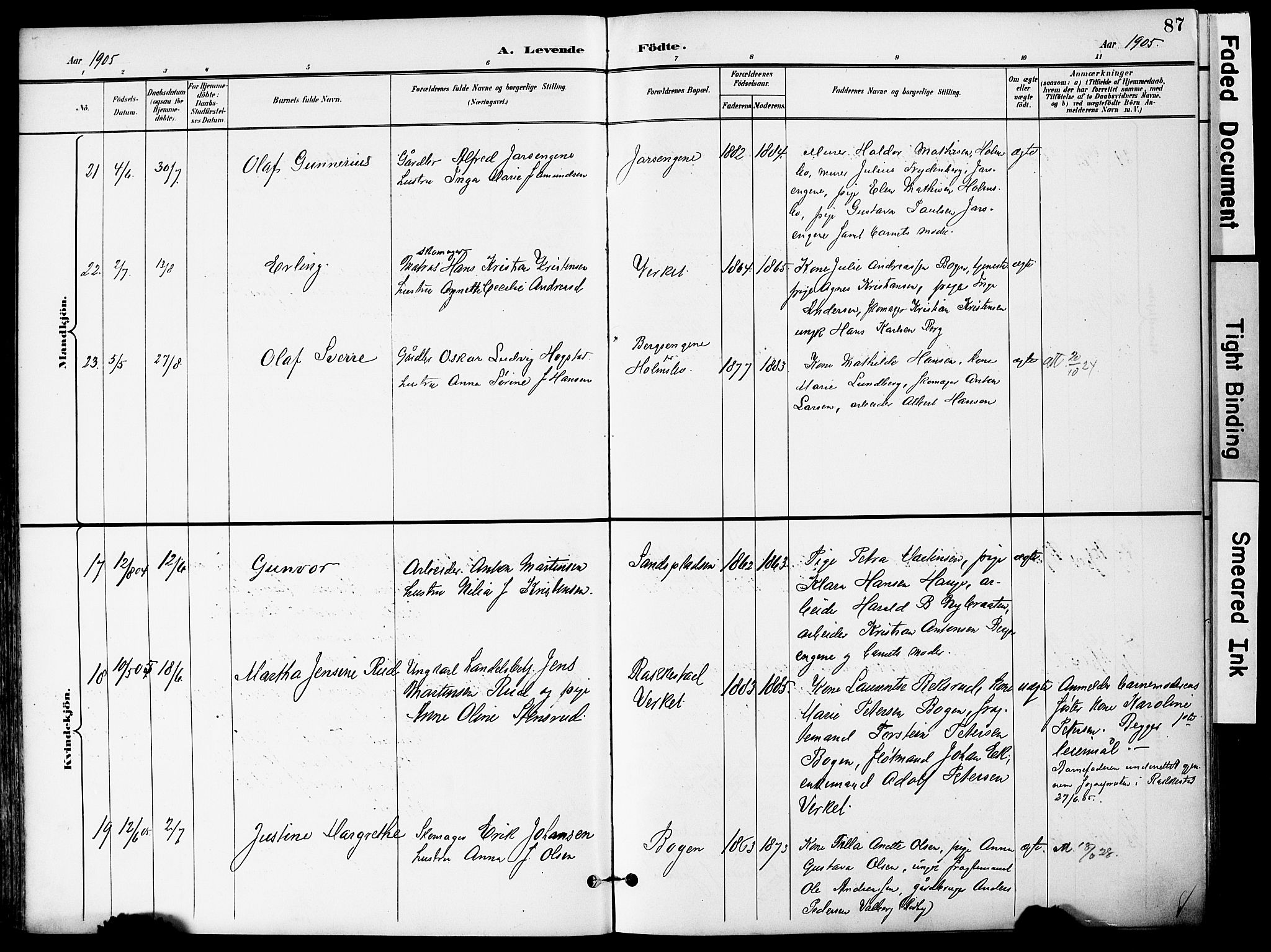 Hurum kirkebøker, AV/SAKO-A-229/F/Fa/L0015: Parish register (official) no. 15, 1896-1908, p. 87
