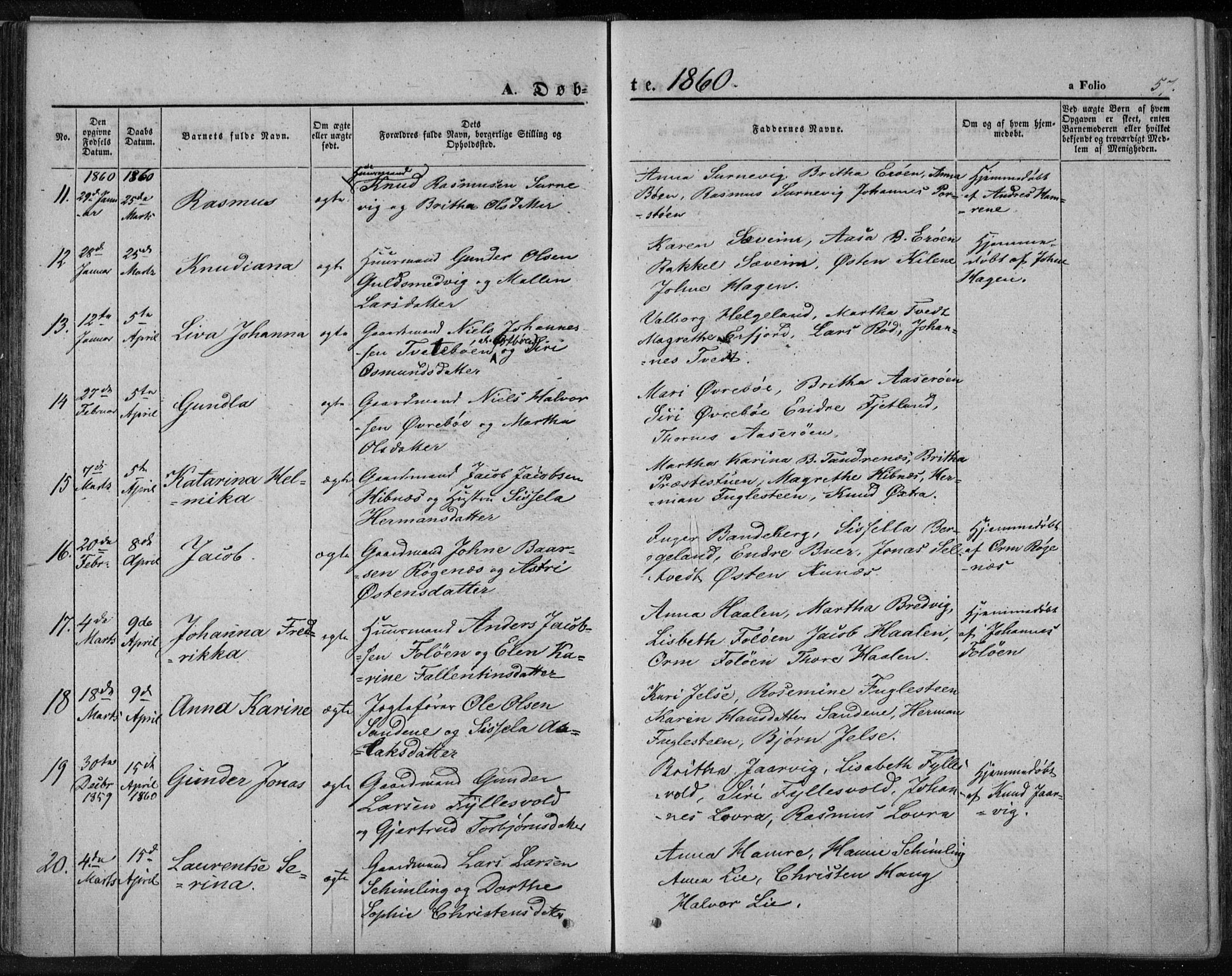 Jelsa sokneprestkontor, AV/SAST-A-101842/01/IV: Parish register (official) no. A 7, 1854-1866, p. 57