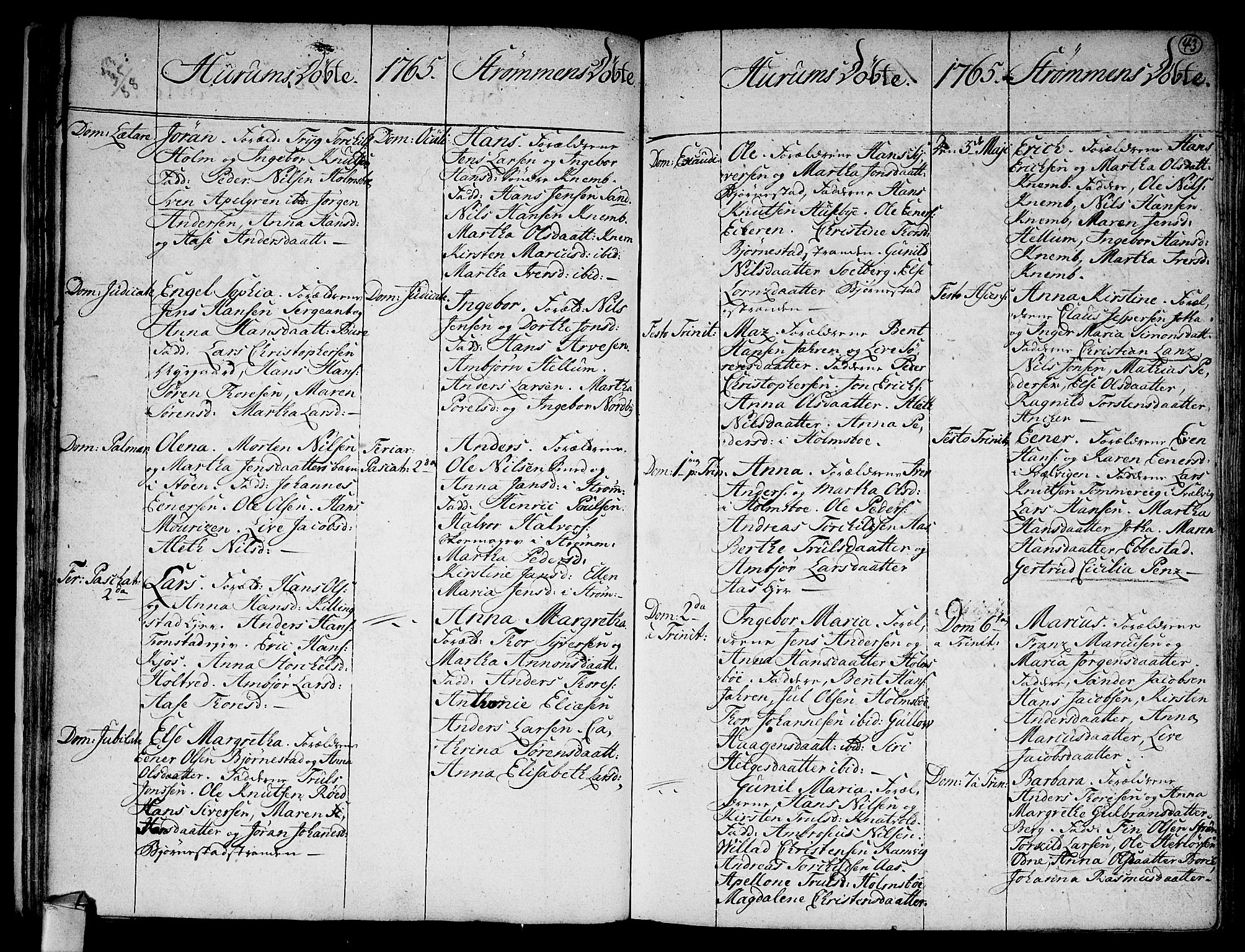 Hurum kirkebøker, SAKO/A-229/F/Fa/L0006: Parish register (official) no. 6, 1756-1770, p. 43
