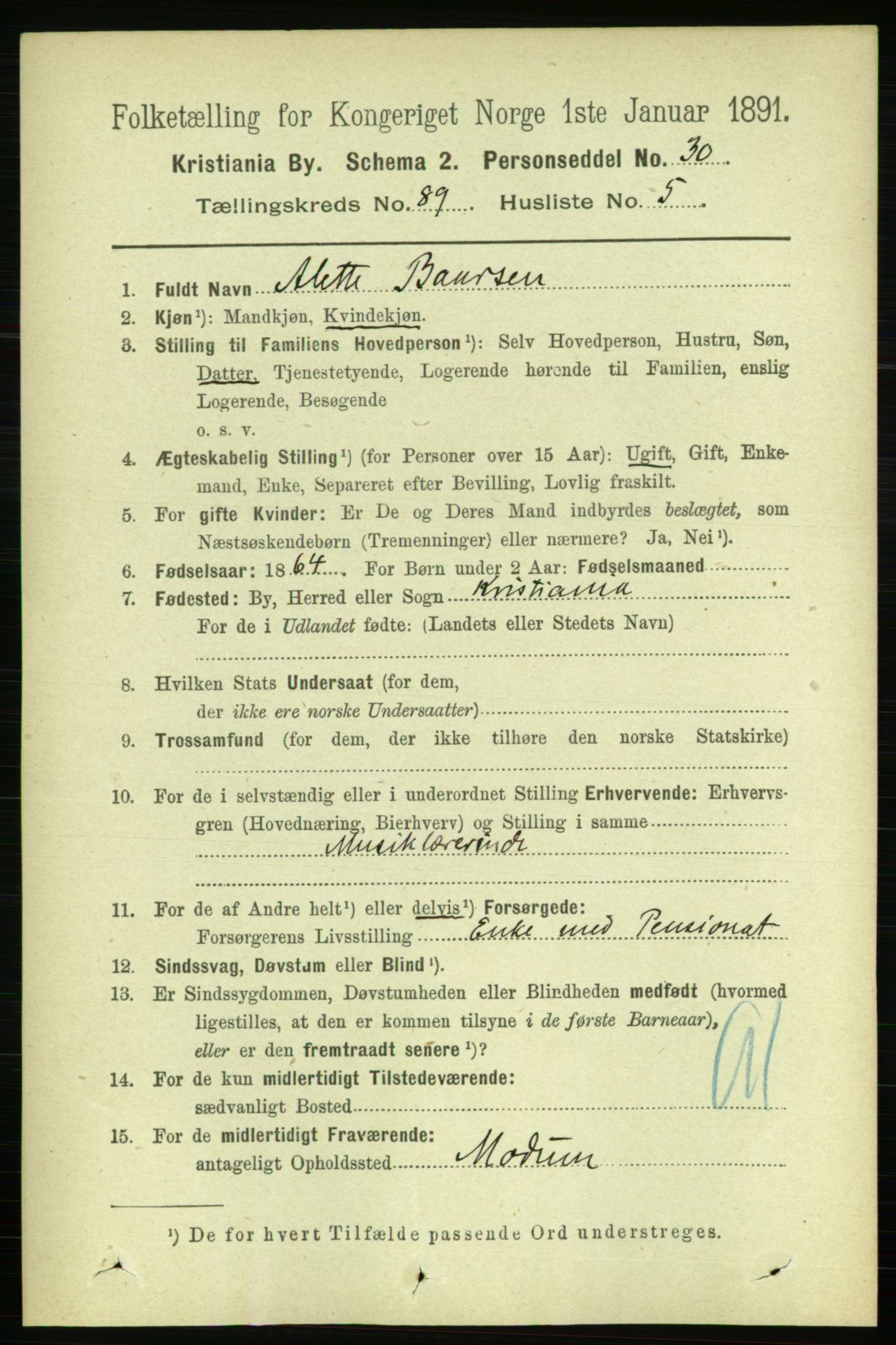 RA, 1891 census for 0301 Kristiania, 1891, p. 44130