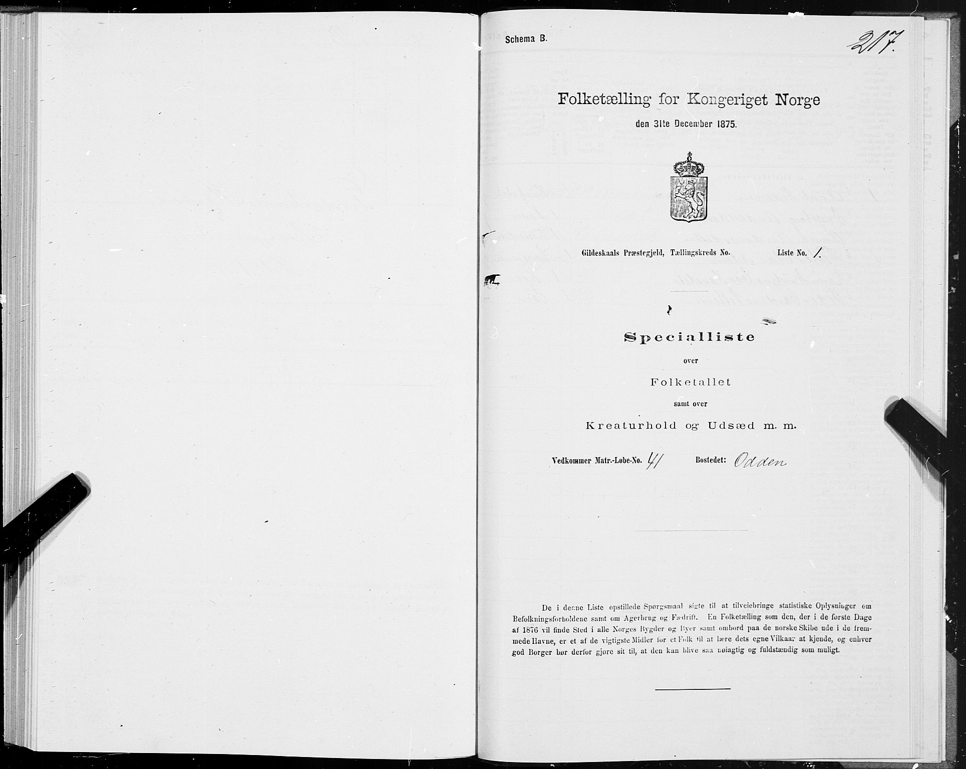 SAT, 1875 census for 1838P Gildeskål, 1875, p. 2217