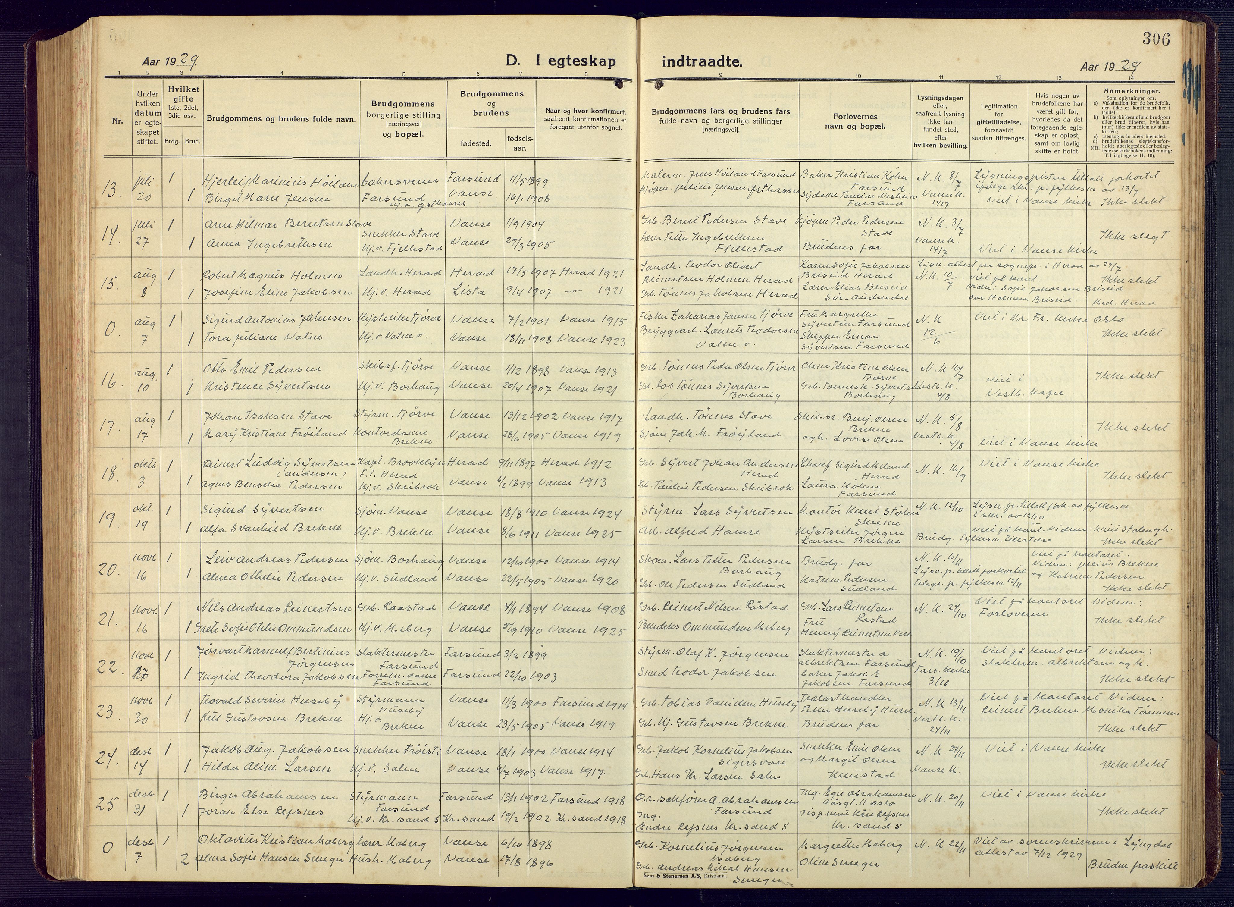 Lista sokneprestkontor, AV/SAK-1111-0027/F/Fb/L0006: Parish register (copy) no. B 6, 1924-1947, p. 306