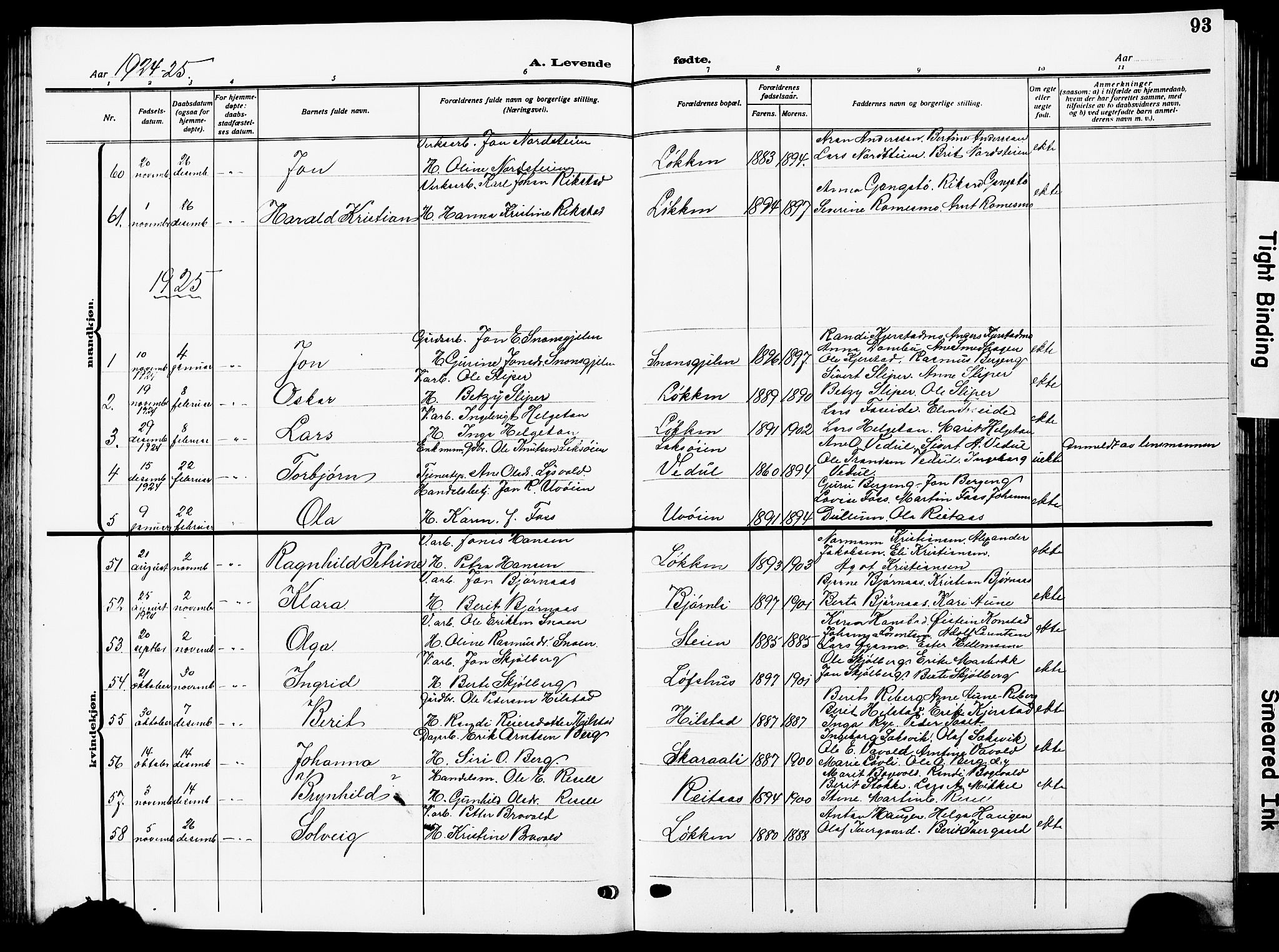 Ministerialprotokoller, klokkerbøker og fødselsregistre - Sør-Trøndelag, SAT/A-1456/672/L0865: Parish register (copy) no. 672C04, 1914-1928, p. 93