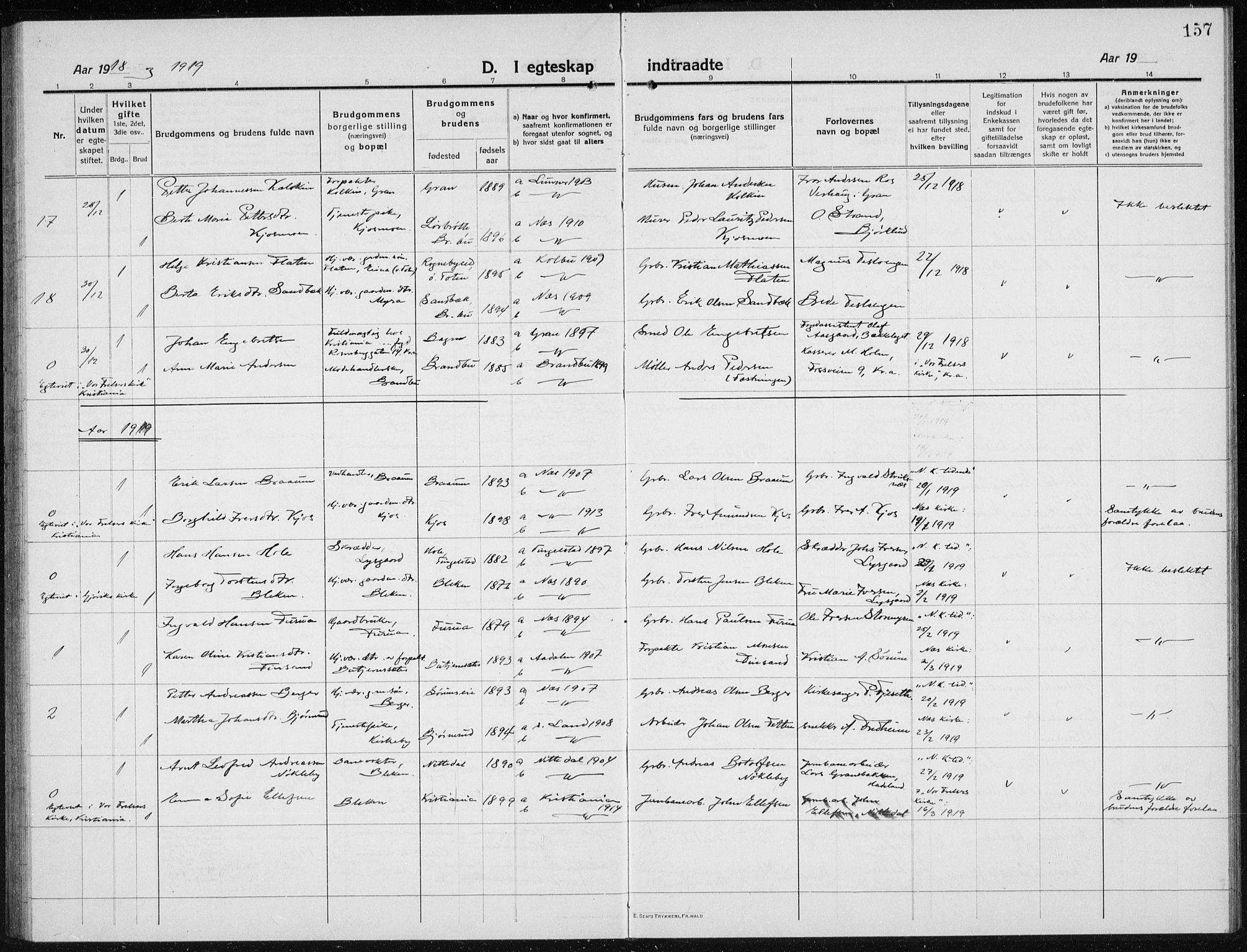 Brandbu prestekontor, AV/SAH-PREST-114/H/Ha/Hab/L0001: Parish register (copy) no. 1, 1914-1937, p. 157