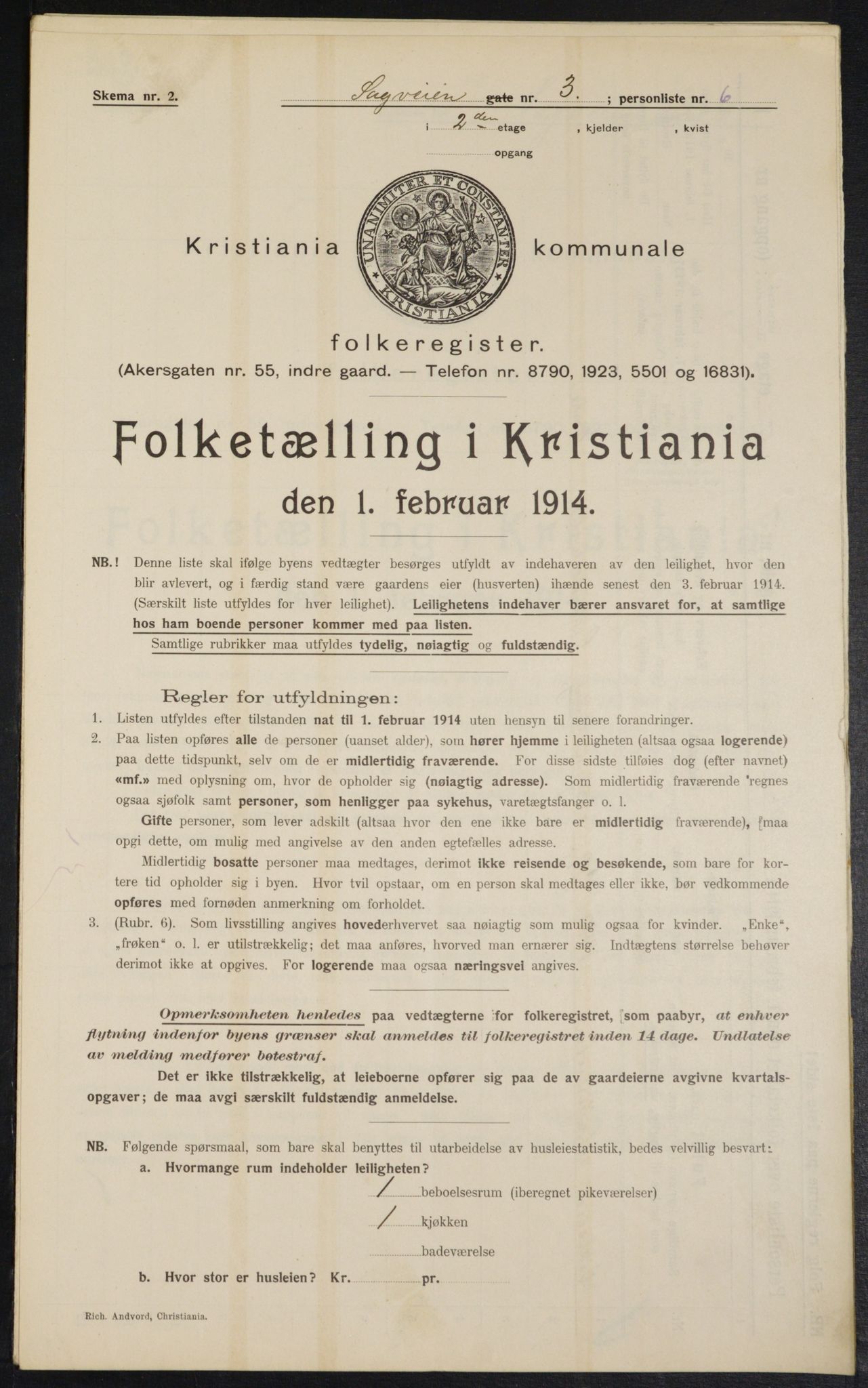 OBA, Municipal Census 1914 for Kristiania, 1914, p. 86284