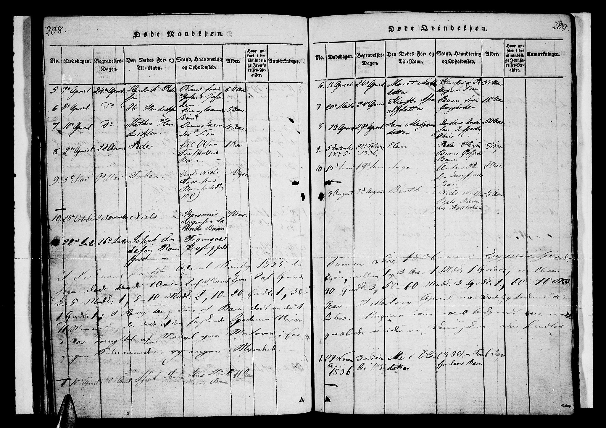 Loppa sokneprestkontor, AV/SATØ-S-1339/H/Ha/L0003kirke: Parish register (official) no. 3, 1820-1848, p. 208-209