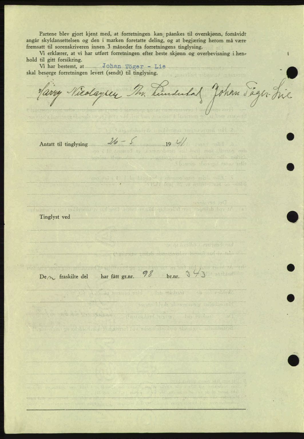 Idd og Marker sorenskriveri, AV/SAO-A-10283/G/Gb/Gbb/L0004: Mortgage book no. A4, 1940-1941, Diary no: : 578/1941