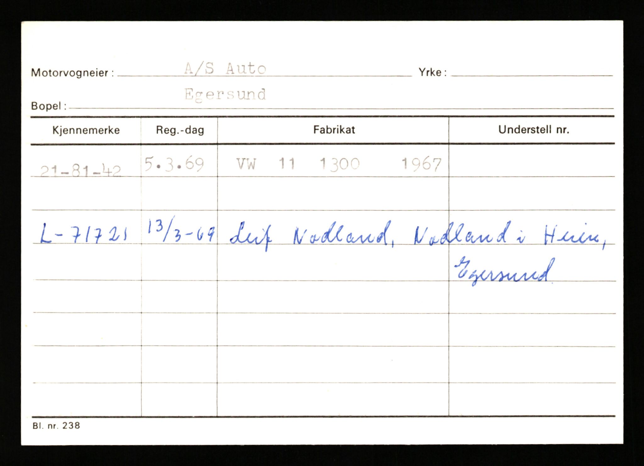 Stavanger trafikkstasjon, SAST/A-101942/0/G/L0010: Registreringsnummer: 130000 - 239953, 1930-1971, p. 2687