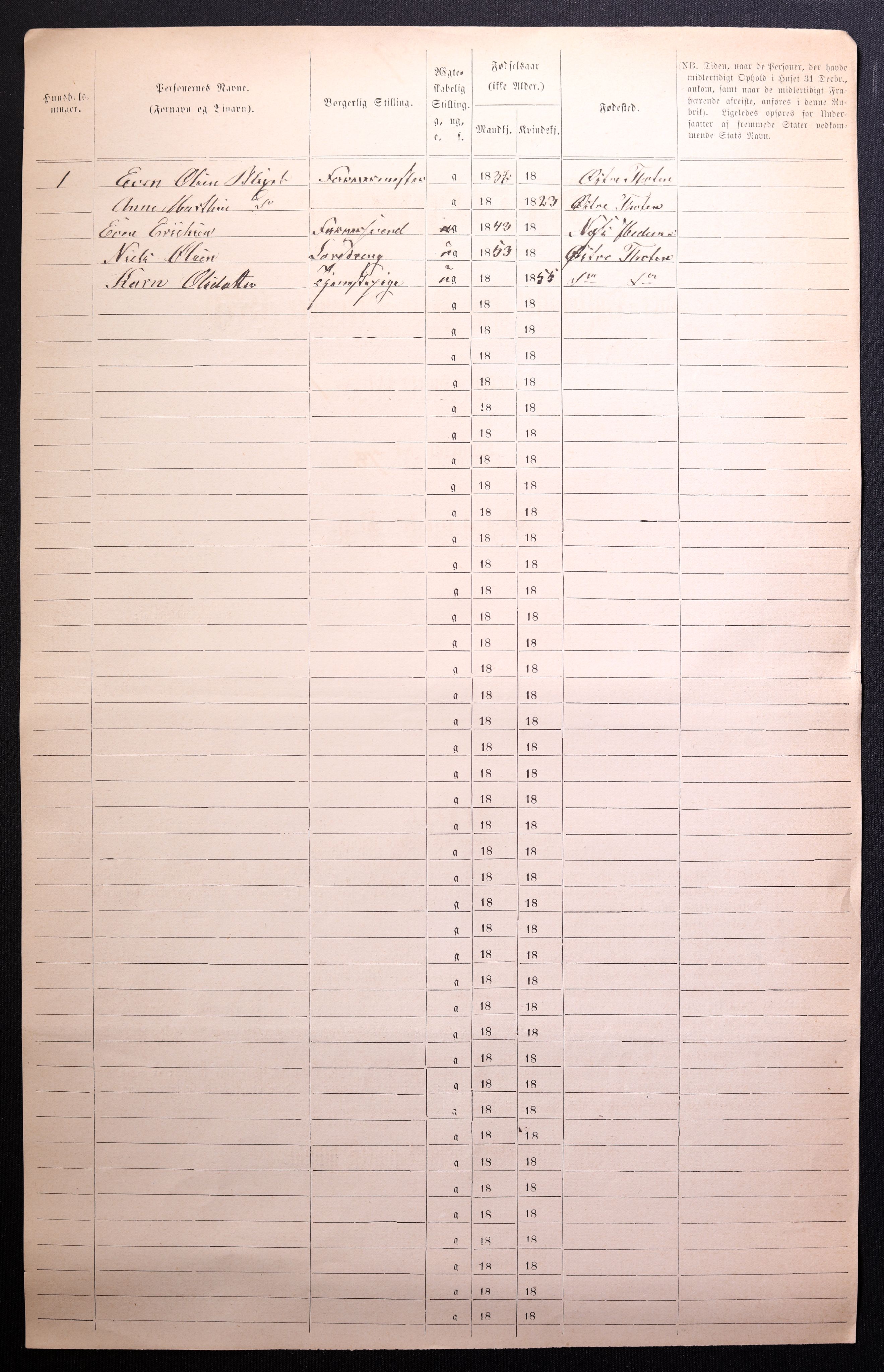 RA, 1870 census for 0502 Gjøvik, 1870, p. 9