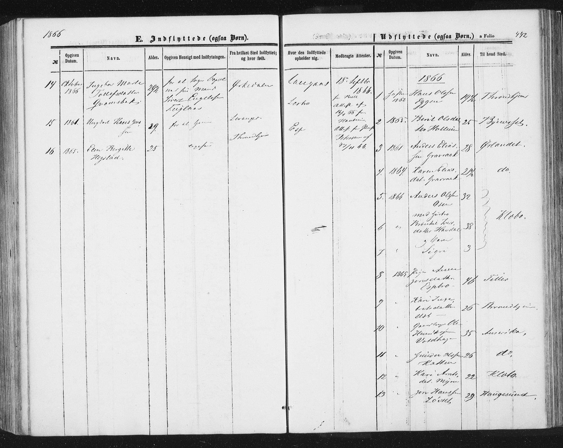 Ministerialprotokoller, klokkerbøker og fødselsregistre - Sør-Trøndelag, AV/SAT-A-1456/691/L1077: Parish register (official) no. 691A09, 1862-1873, p. 442