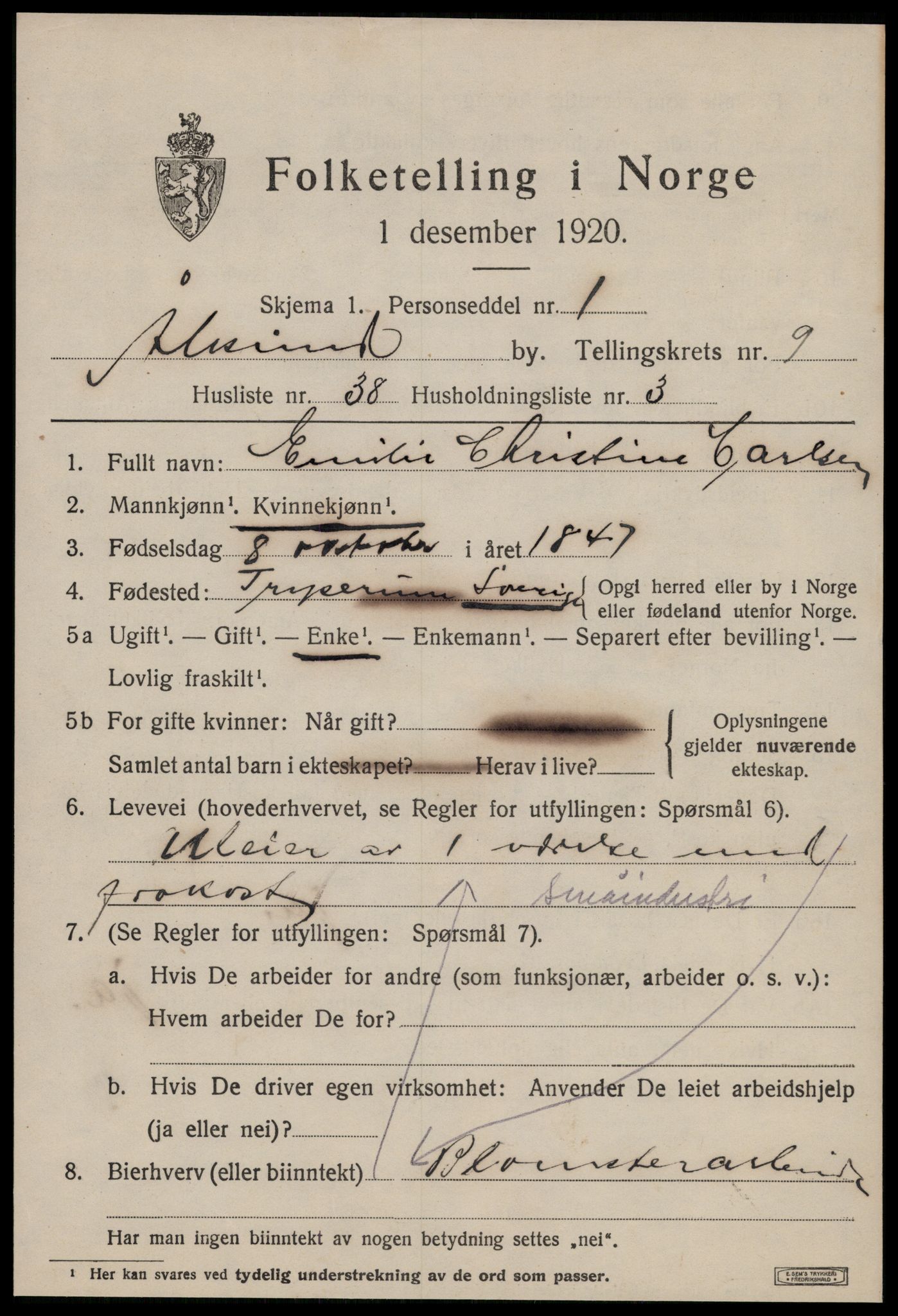 SAT, 1920 census for Ålesund, 1920, p. 23828