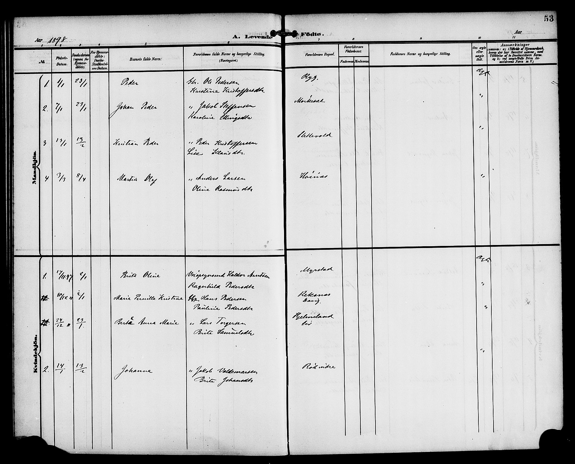 Eid sokneprestembete, AV/SAB-A-82301/H/Haa/Haac/L0001: Parish register (official) no. C 1, 1879-1899, p. 53