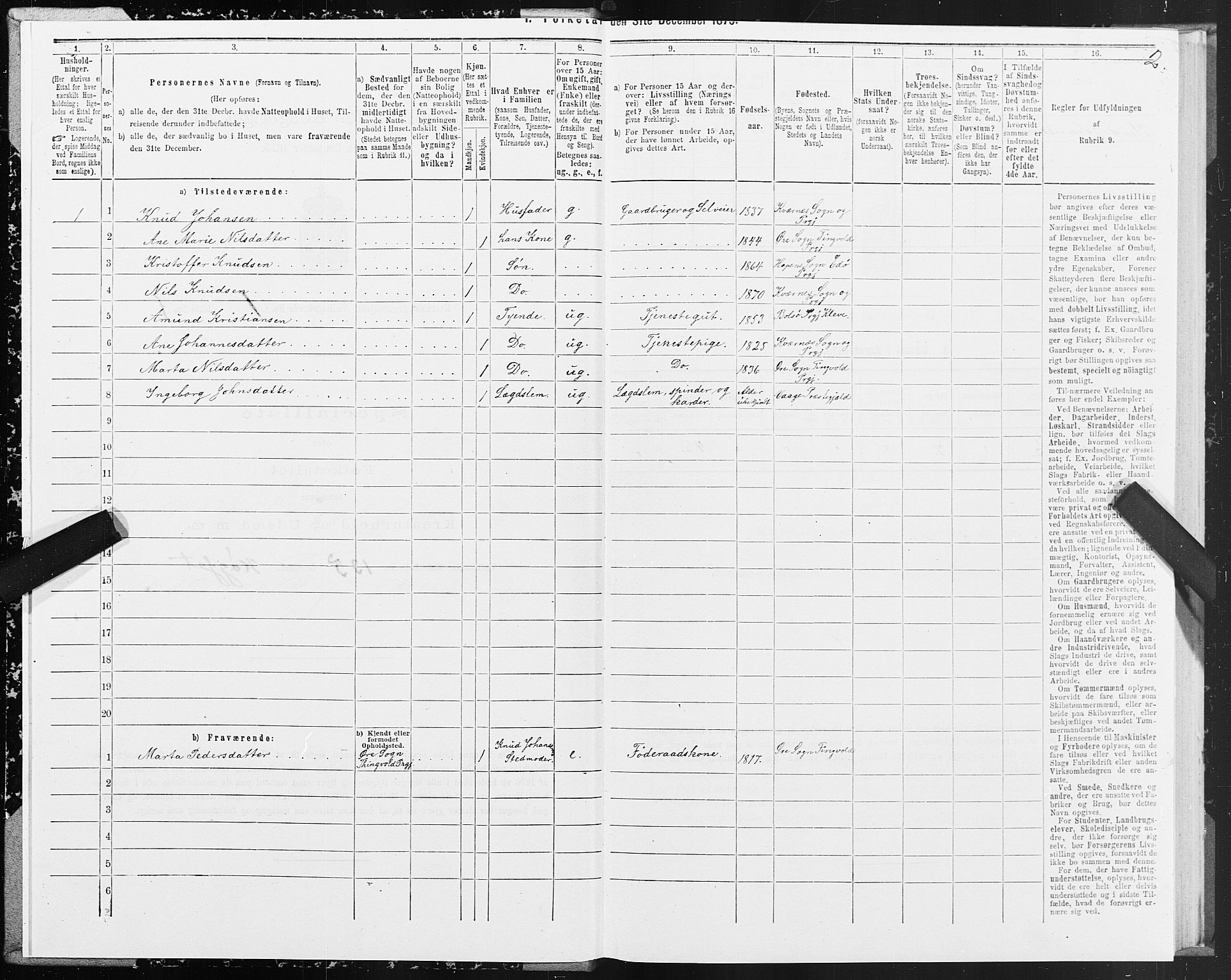 SAT, 1875 census for 1553P Kvernes, 1875, p. 1002