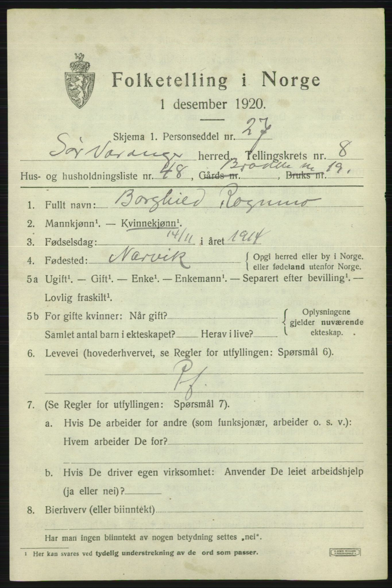 SATØ, 1920 census for Sør-Varanger, 1920, p. 5677