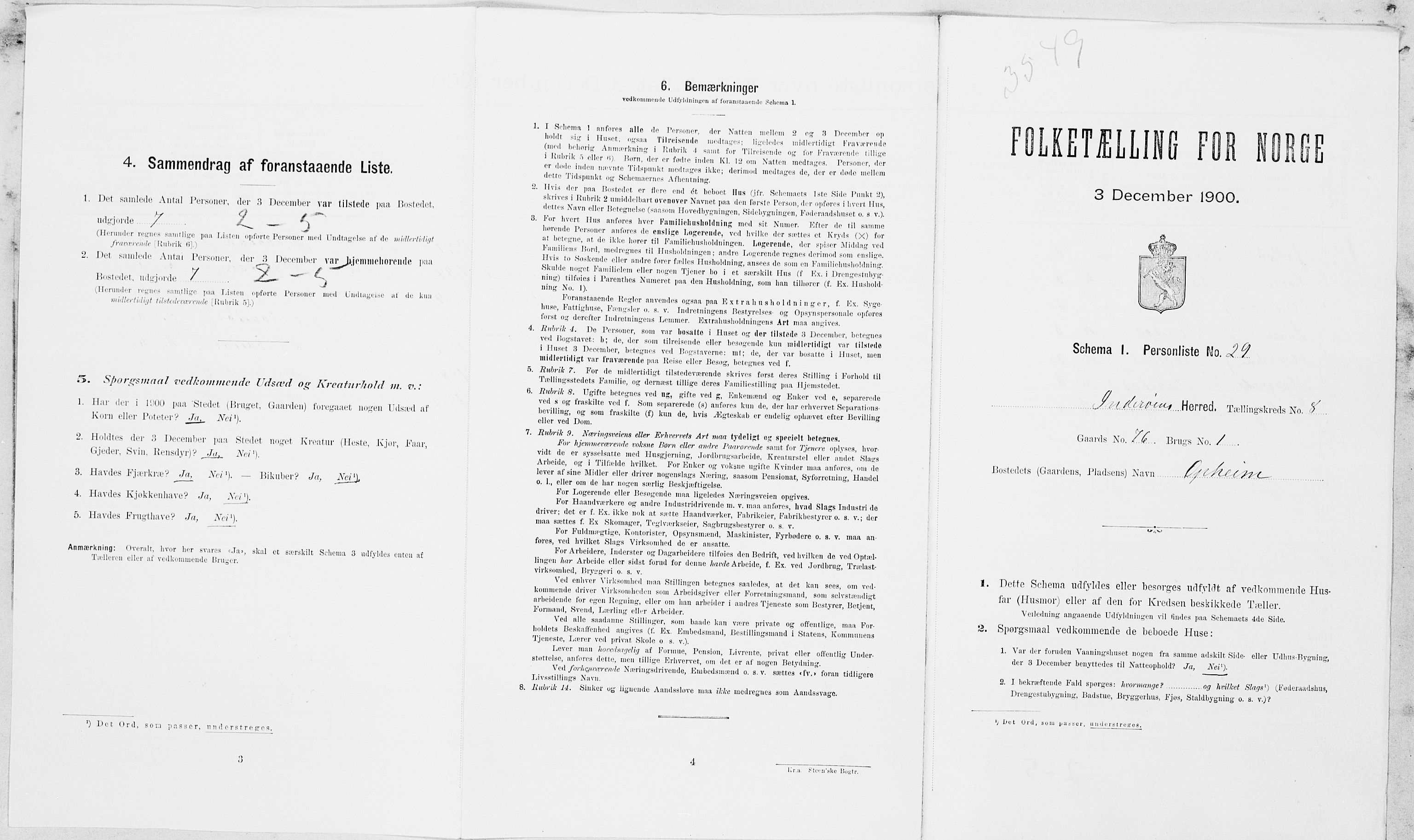 SAT, 1900 census for Inderøy, 1900, p. 1127