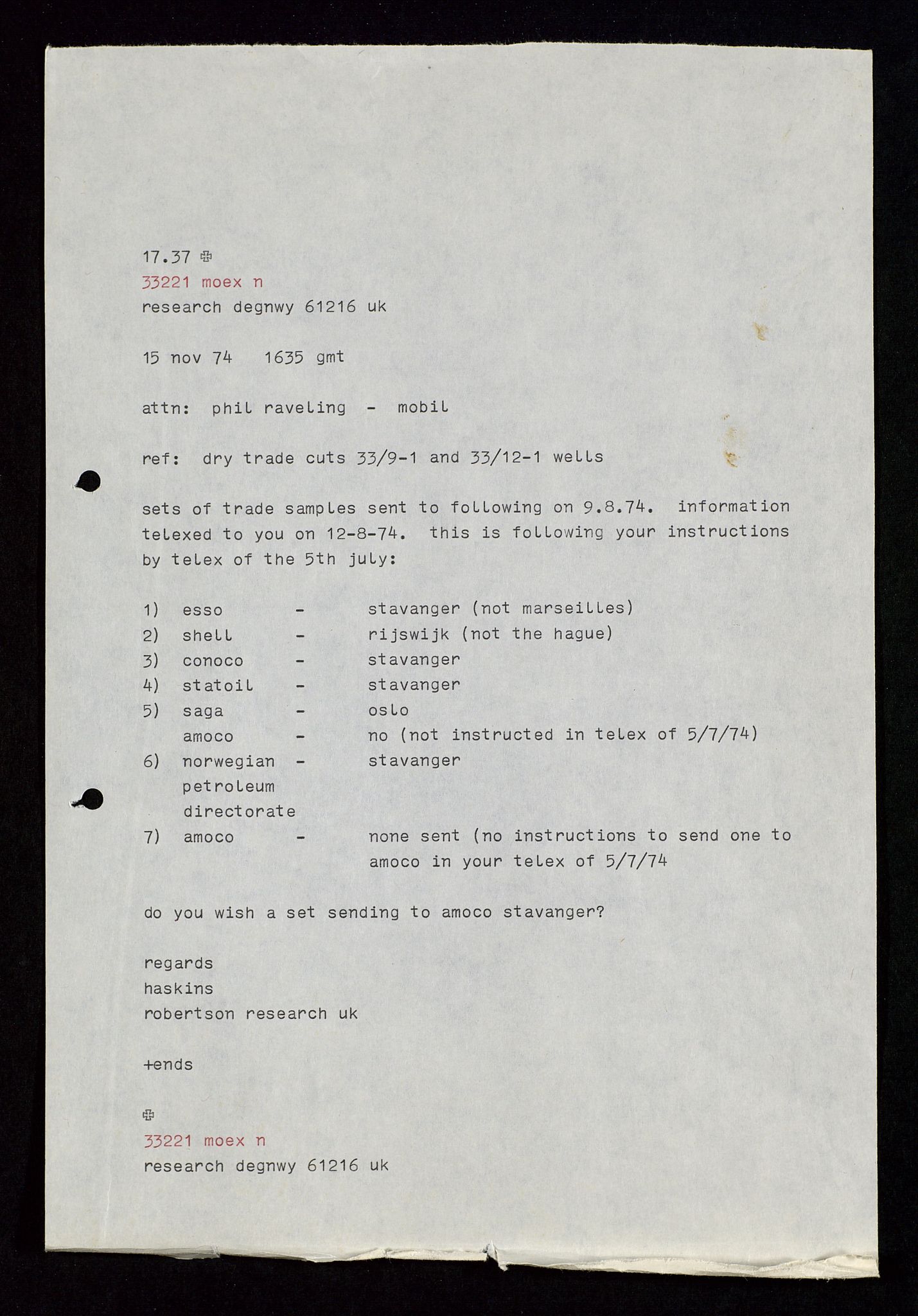 Pa 1578 - Mobil Exploration Norway Incorporated, SAST/A-102024/4/D/Da/L0115: S.E. Smith - Sak og korrespondanse, 1974-1981, p. 652