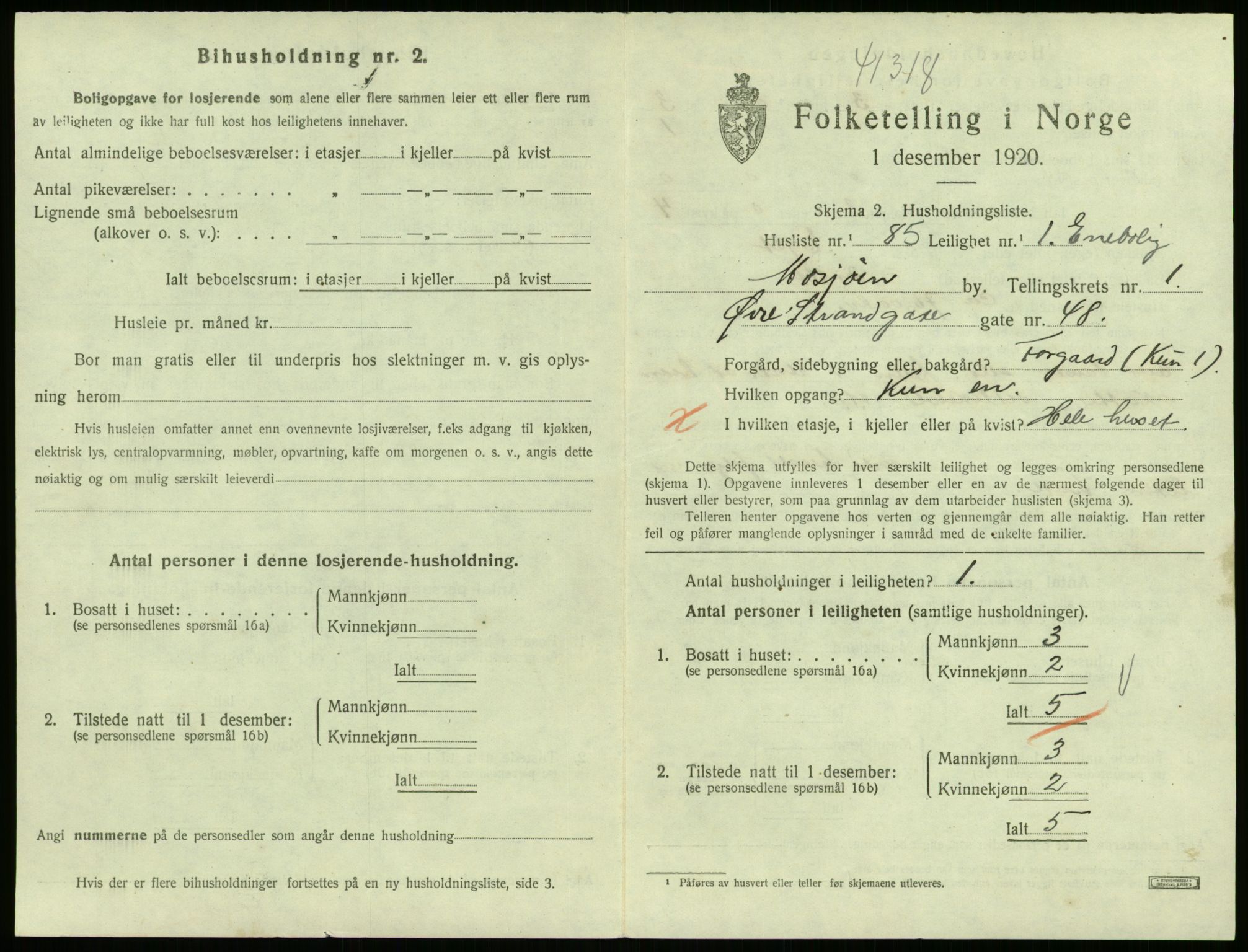 SAT, 1920 census for Mosjøen, 1920, p. 1672