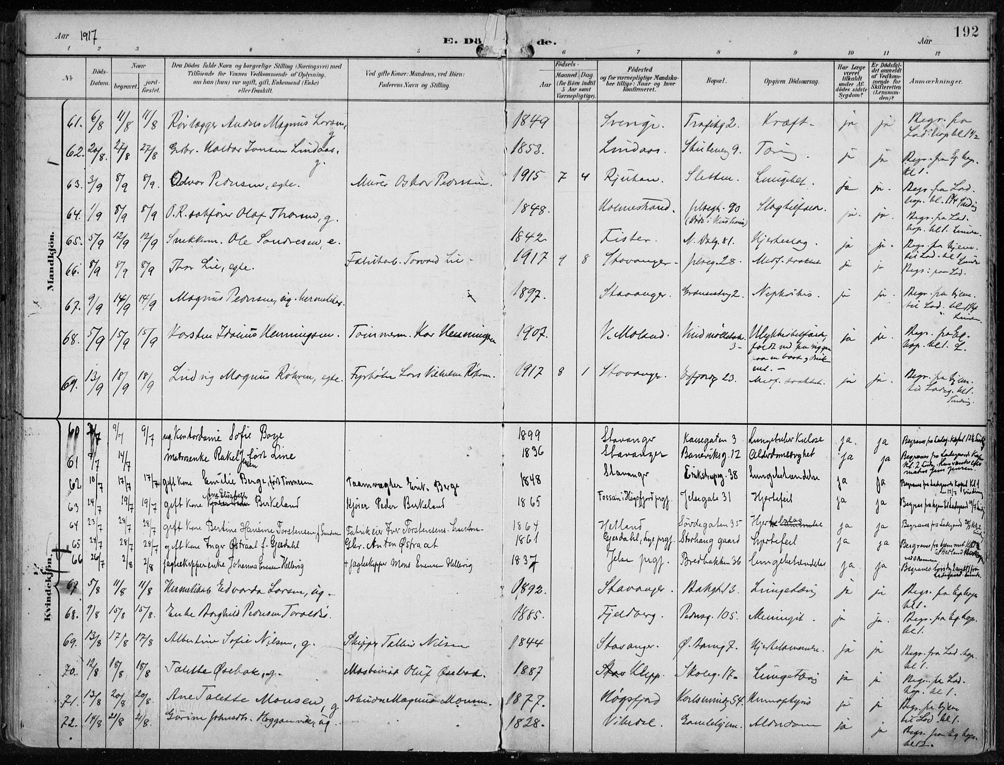 St. Johannes sokneprestkontor, AV/SAST-A-101814/001/30/30BA/L0005: Parish register (official) no. A 5, 1898-1919, p. 192