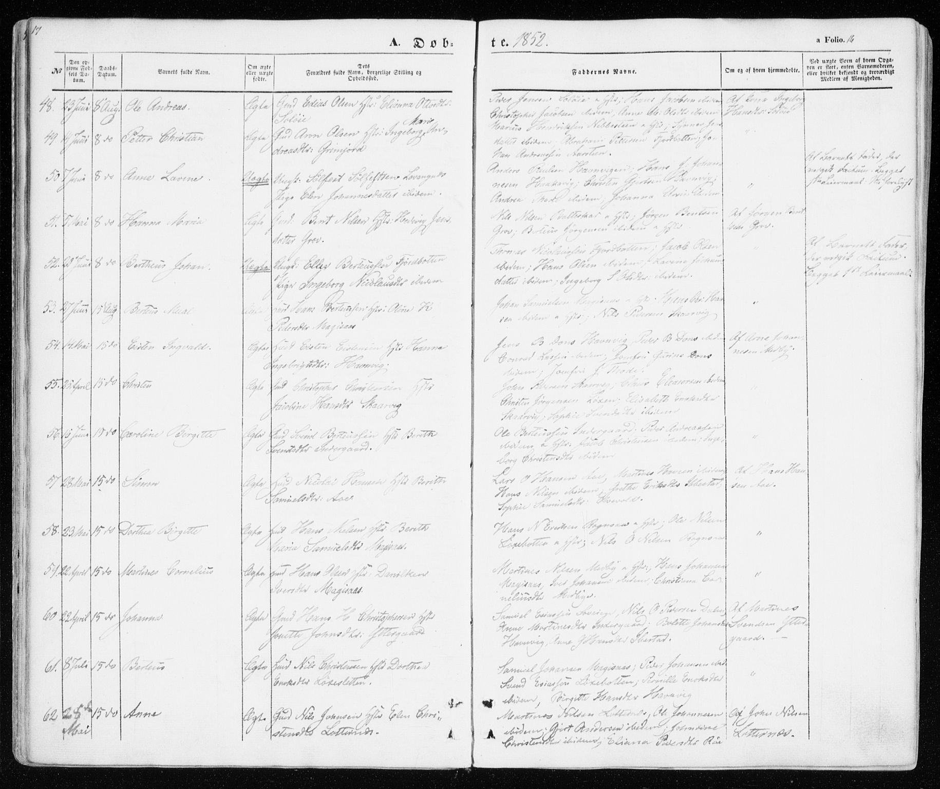Ibestad sokneprestembete, SATØ/S-0077/H/Ha/Haa/L0008kirke: Parish register (official) no. 8, 1850-1859, p. 16