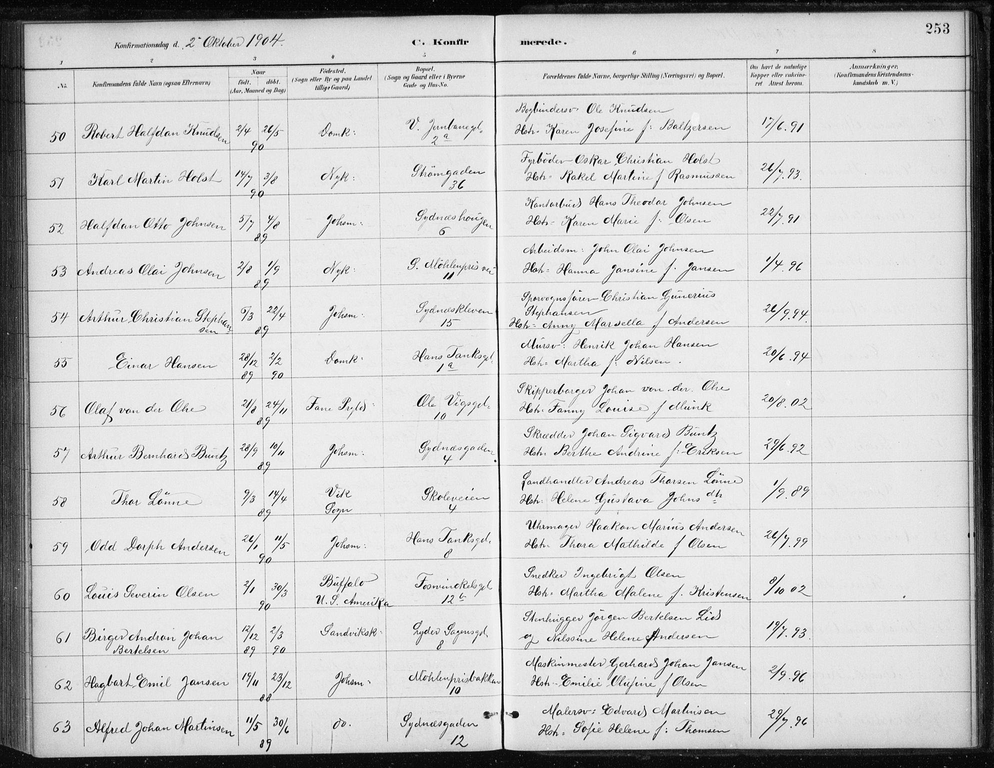 Johanneskirken sokneprestembete, AV/SAB-A-76001/H/Haa/L0008: Parish register (official) no. C 1, 1885-1907, p. 253