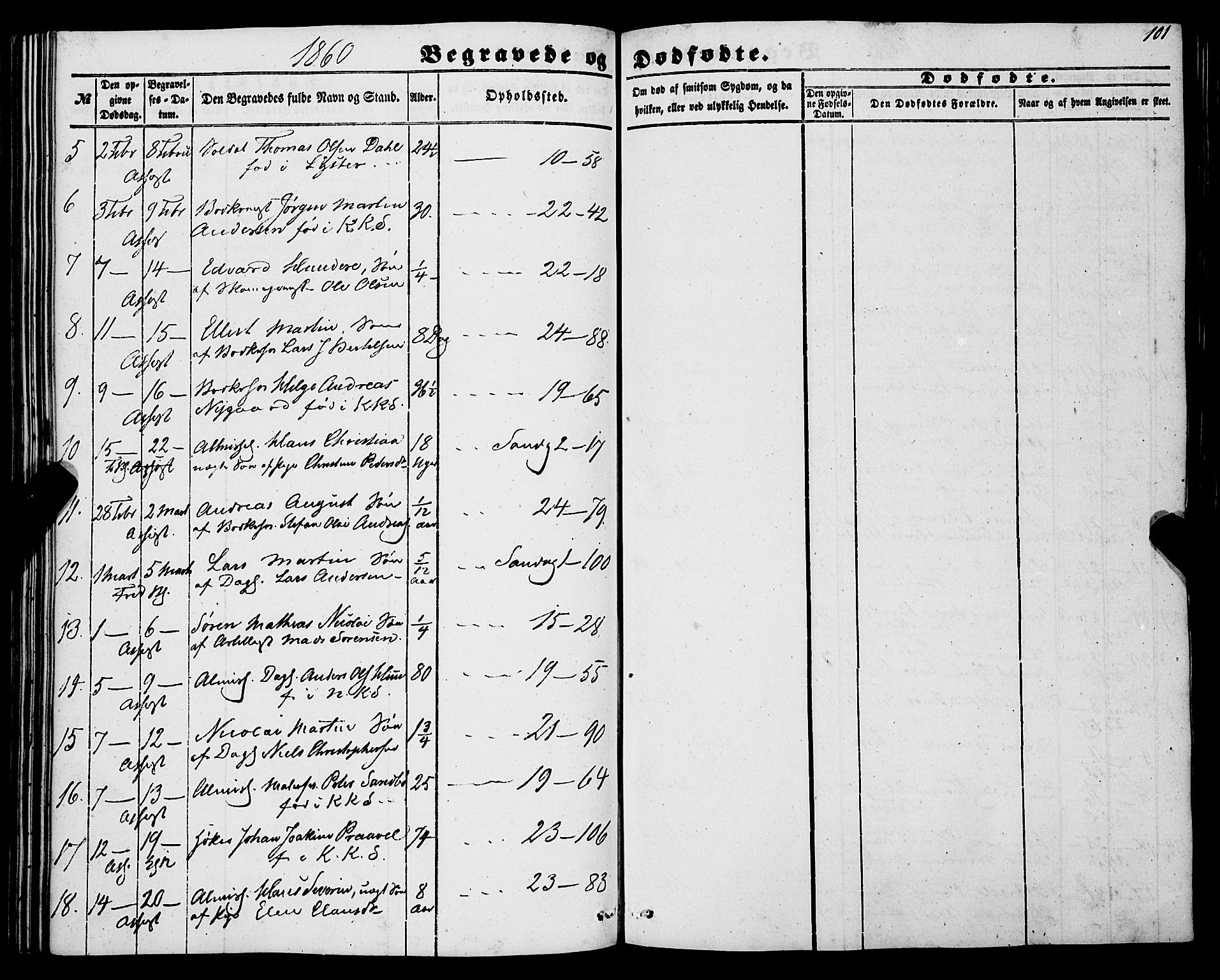 Korskirken sokneprestembete, AV/SAB-A-76101/H/Haa: Parish register (official) no. E 2, 1848-1862, p. 101