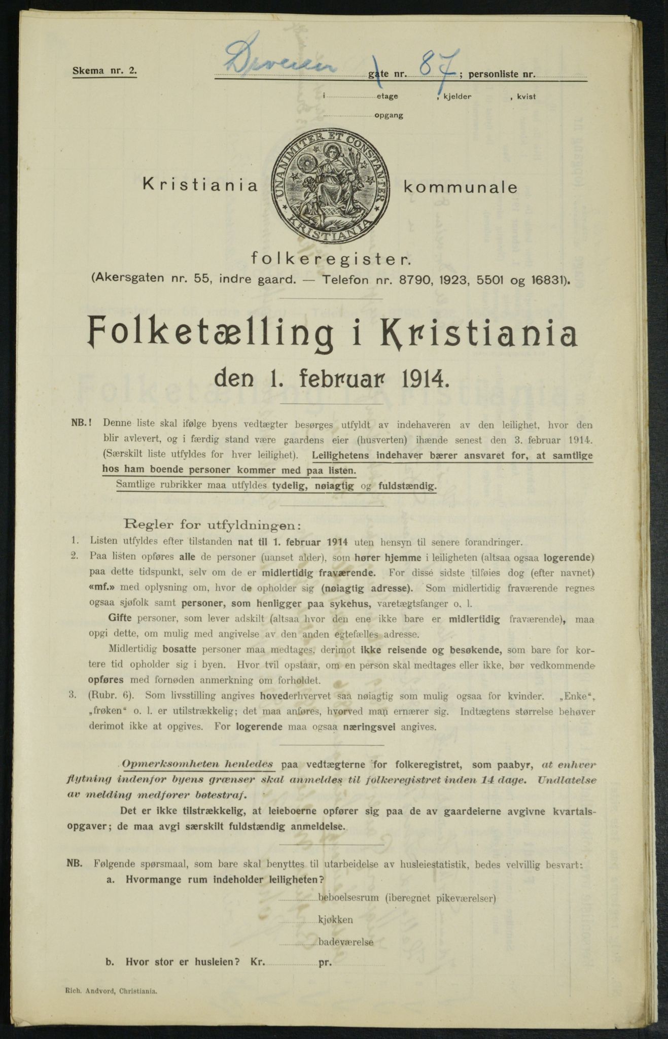 OBA, Municipal Census 1914 for Kristiania, 1914, p. 17092