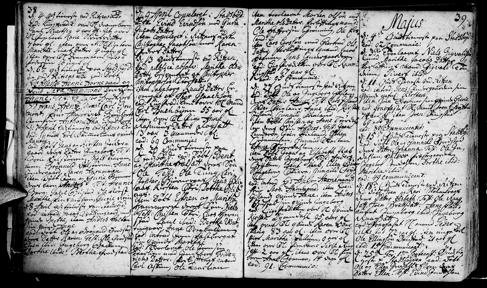 Ministerialprotokoller, klokkerbøker og fødselsregistre - Sør-Trøndelag, SAT/A-1456/646/L0604: Parish register (official) no. 646A02, 1735-1750, p. 38-39
