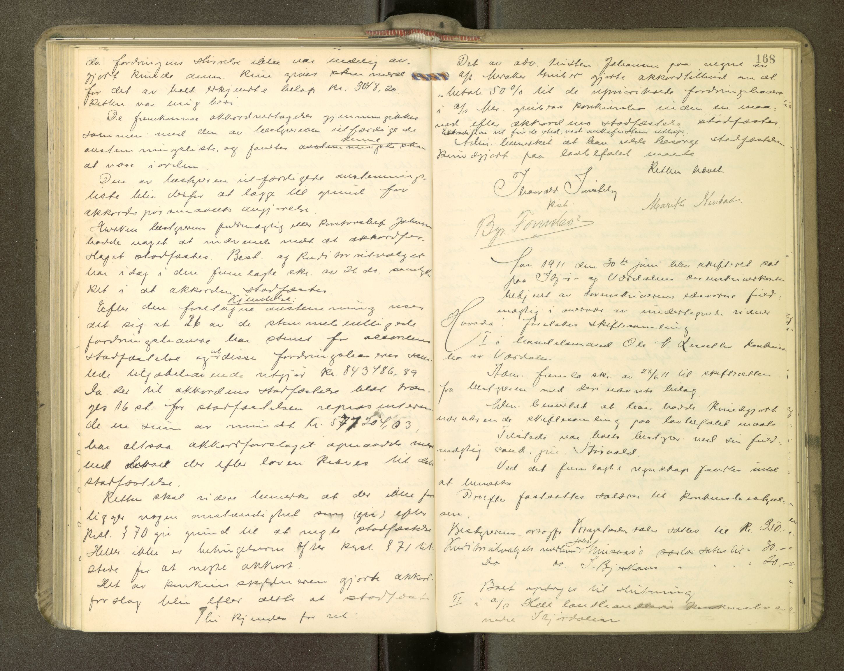 Stjør- og Verdal sorenskriveri, AV/SAT-A-4167/1/3/3B/L0011: Skifteforhandlingsprotokoll, 1909-1912, p. 168