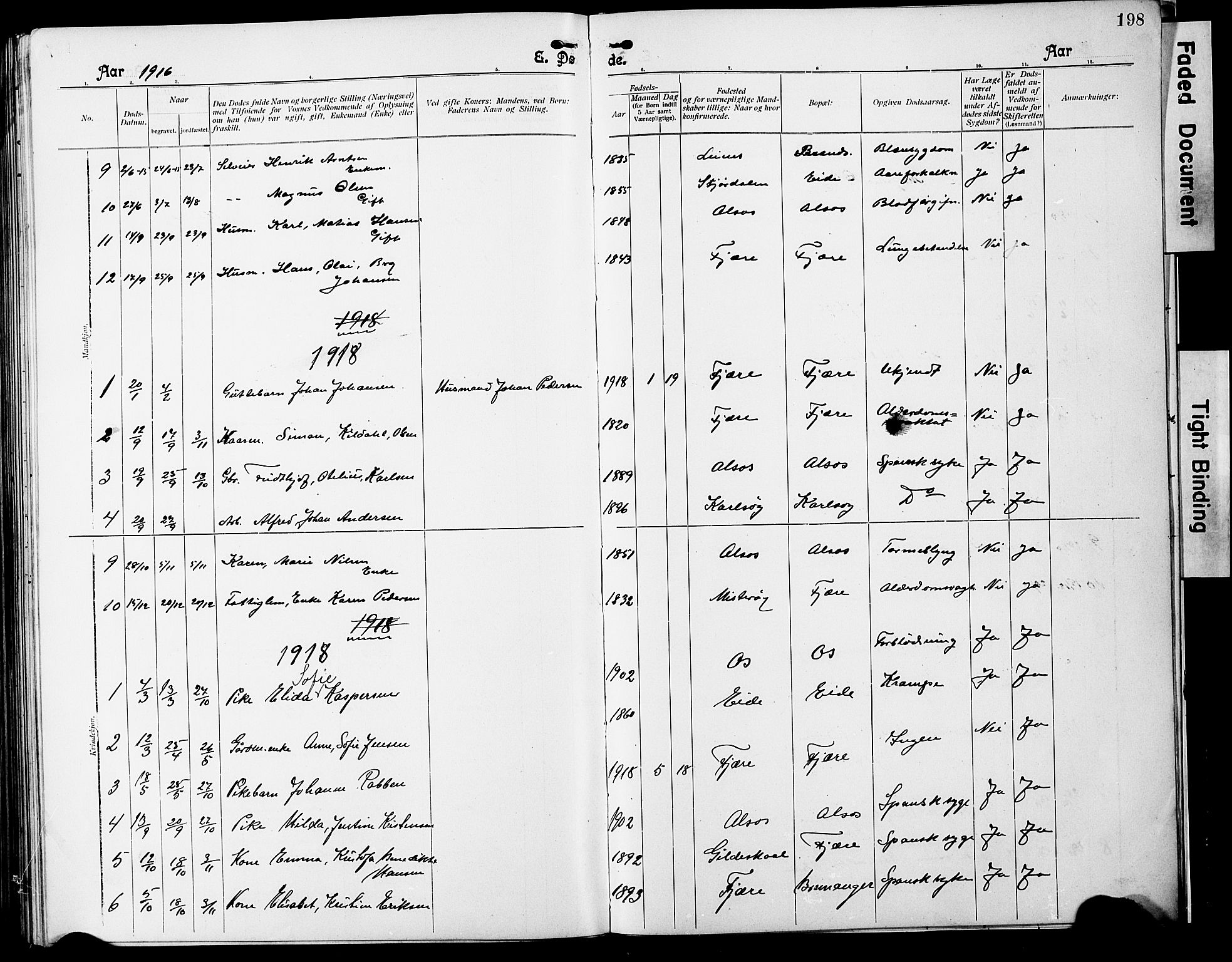 Ministerialprotokoller, klokkerbøker og fødselsregistre - Nordland, SAT/A-1459/803/L0077: Parish register (copy) no. 803C04, 1897-1930, p. 198