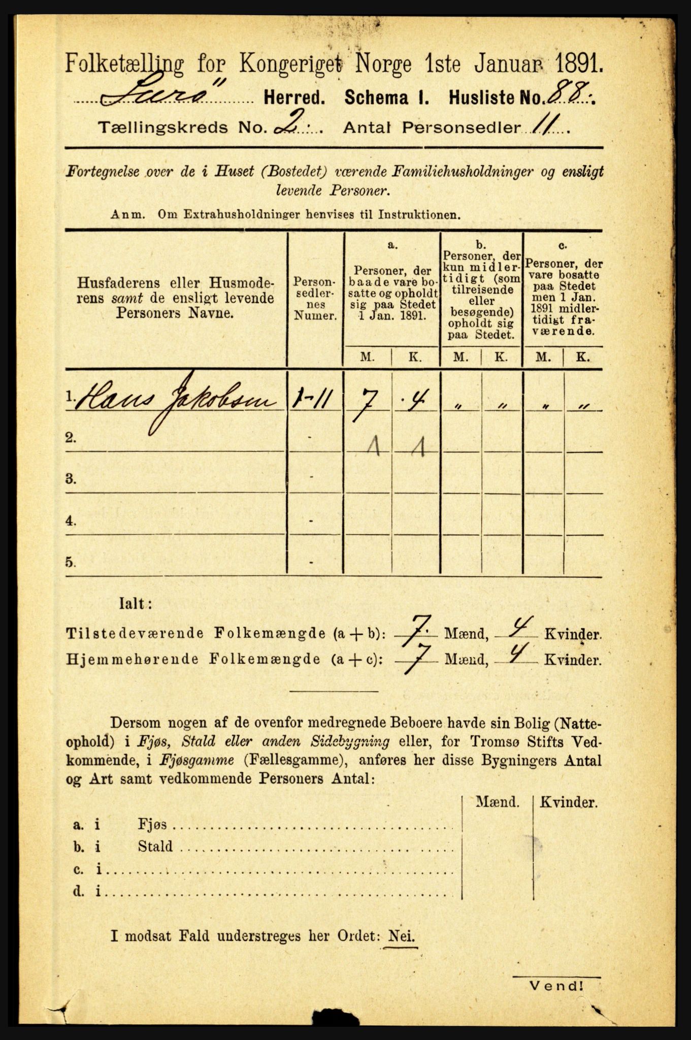 RA, 1891 census for 1834 Lurøy, 1891, p. 744