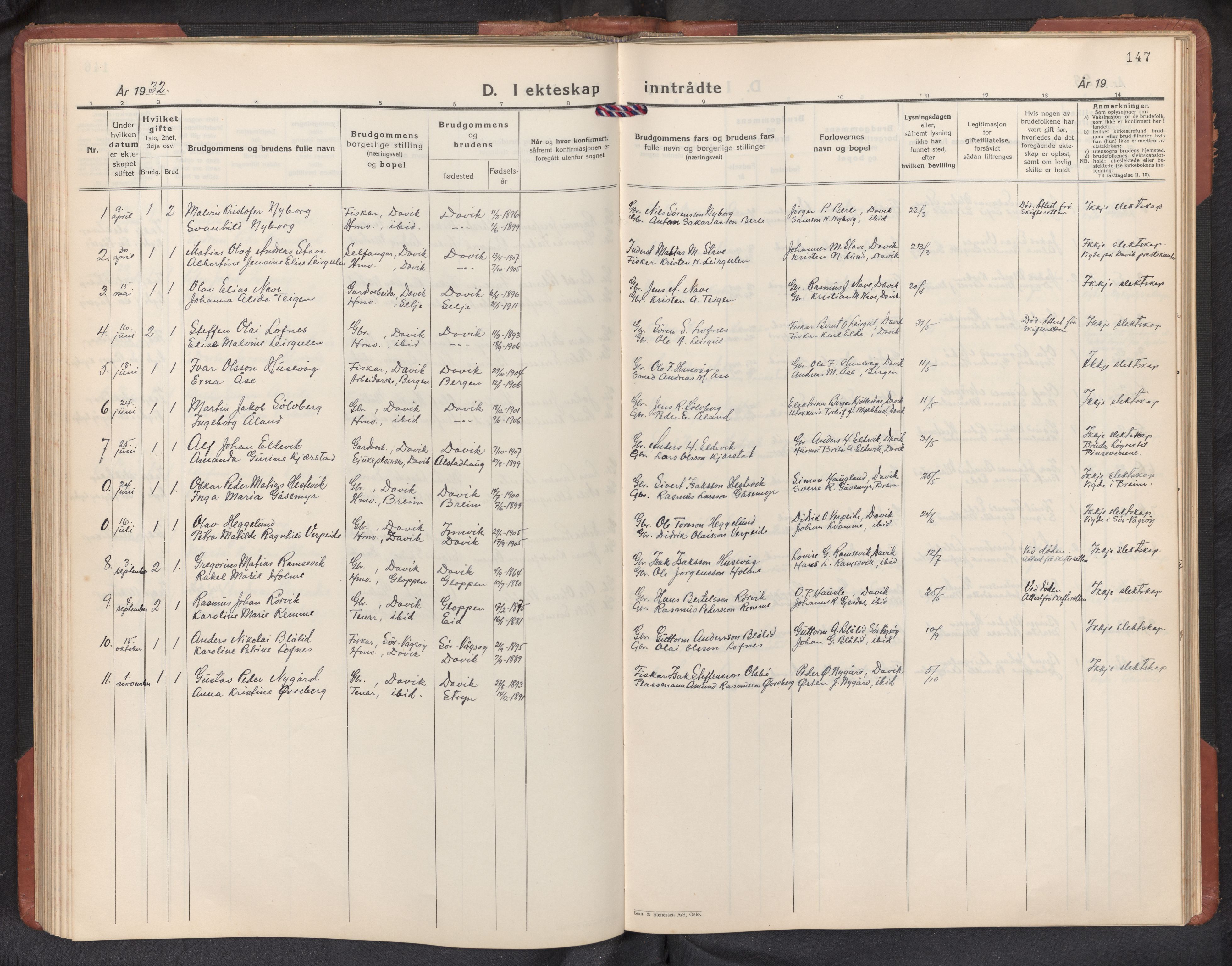 Davik sokneprestembete, AV/SAB-A-79701/H/Hab/Habc/L0004: Parish register (copy) no. C 4, 1930-1952, p. 146b-147a