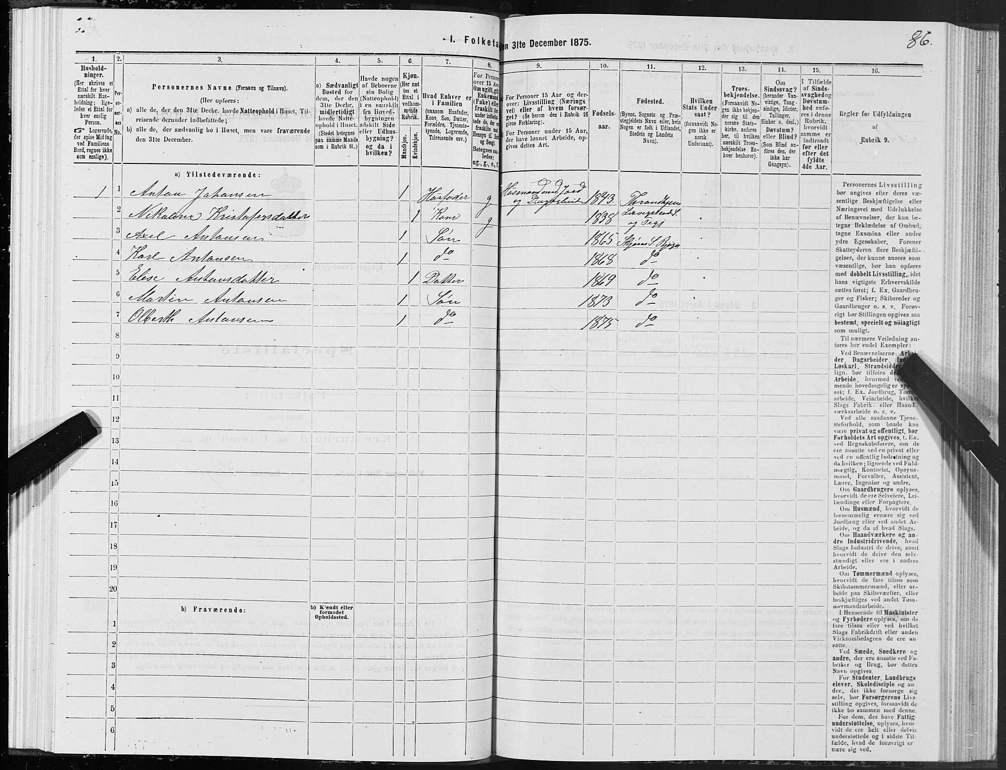 SAT, 1875 census for 1627P Bjugn, 1875, p. 4086