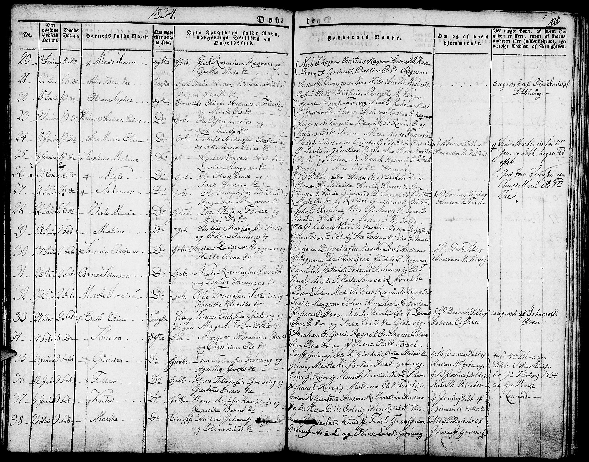 Førde sokneprestembete, SAB/A-79901/H/Haa/Haaa/L0006: Parish register (official) no. A 6, 1821-1842, p. 105
