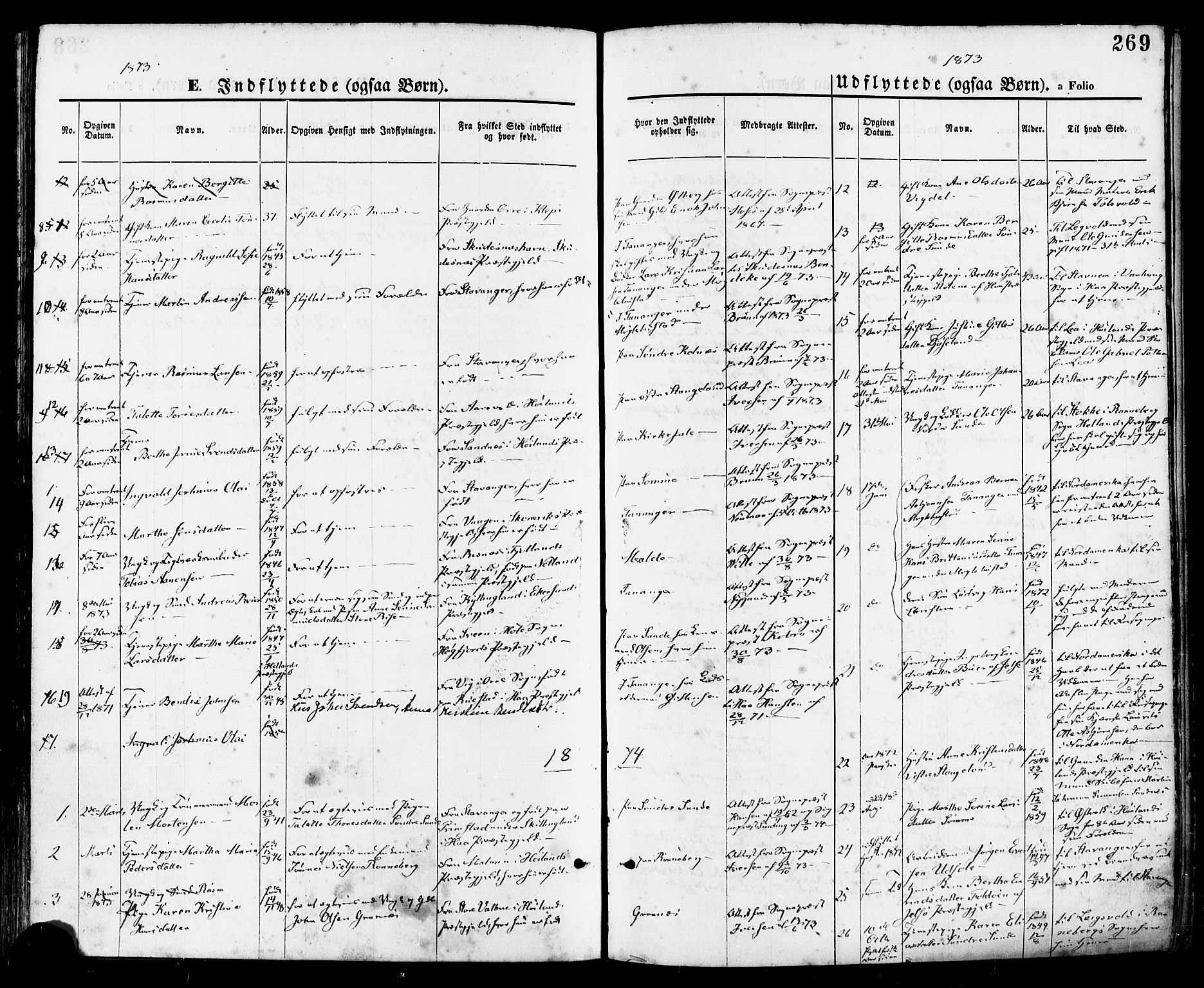 Håland sokneprestkontor, SAST/A-101802/001/30BA/L0009: Parish register (official) no. A 8, 1871-1882, p. 269