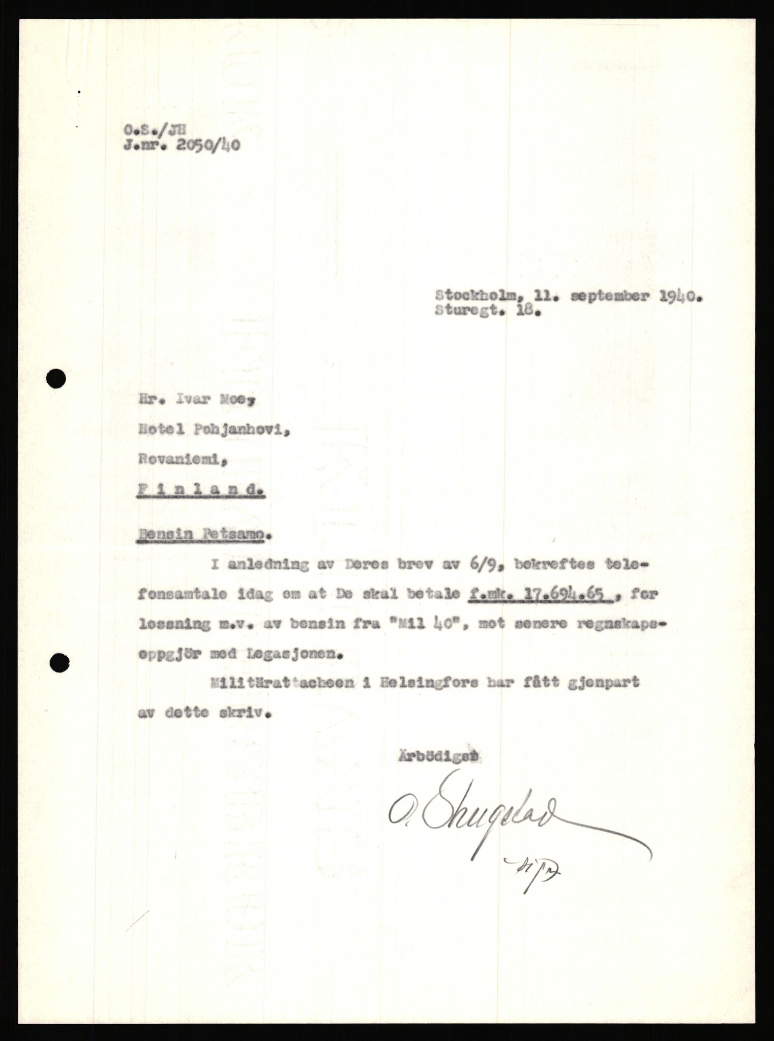 Forsvaret, Forsvarets krigshistoriske avdeling, AV/RA-RAFA-2017/Y/Ya/L0006: II-C-11-11,2 - Utenriksdepartementet.  Legasjonen i Helsingfors., 1940-1946, p. 171