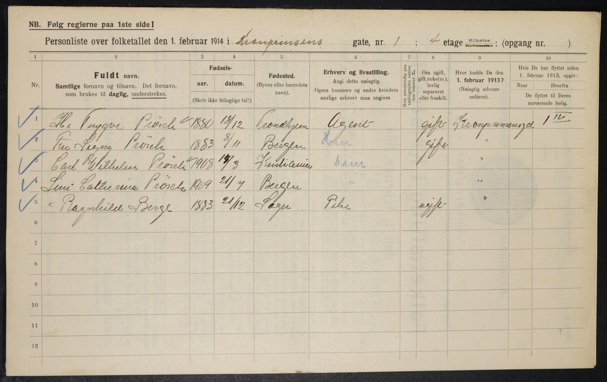 OBA, Municipal Census 1914 for Kristiania, 1914, p. 54409