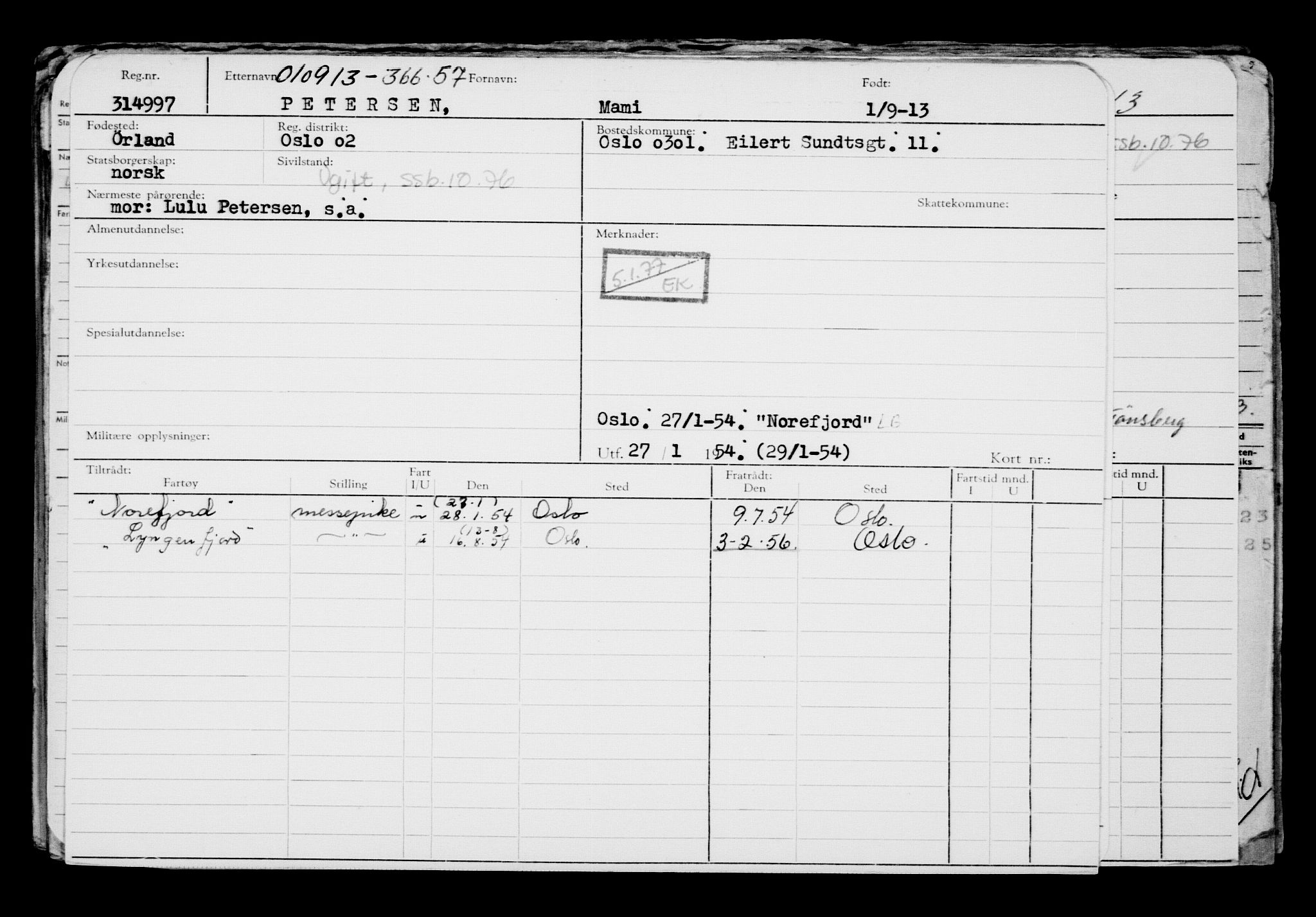 Direktoratet for sjømenn, AV/RA-S-3545/G/Gb/L0115: Hovedkort, 1913, p. 11