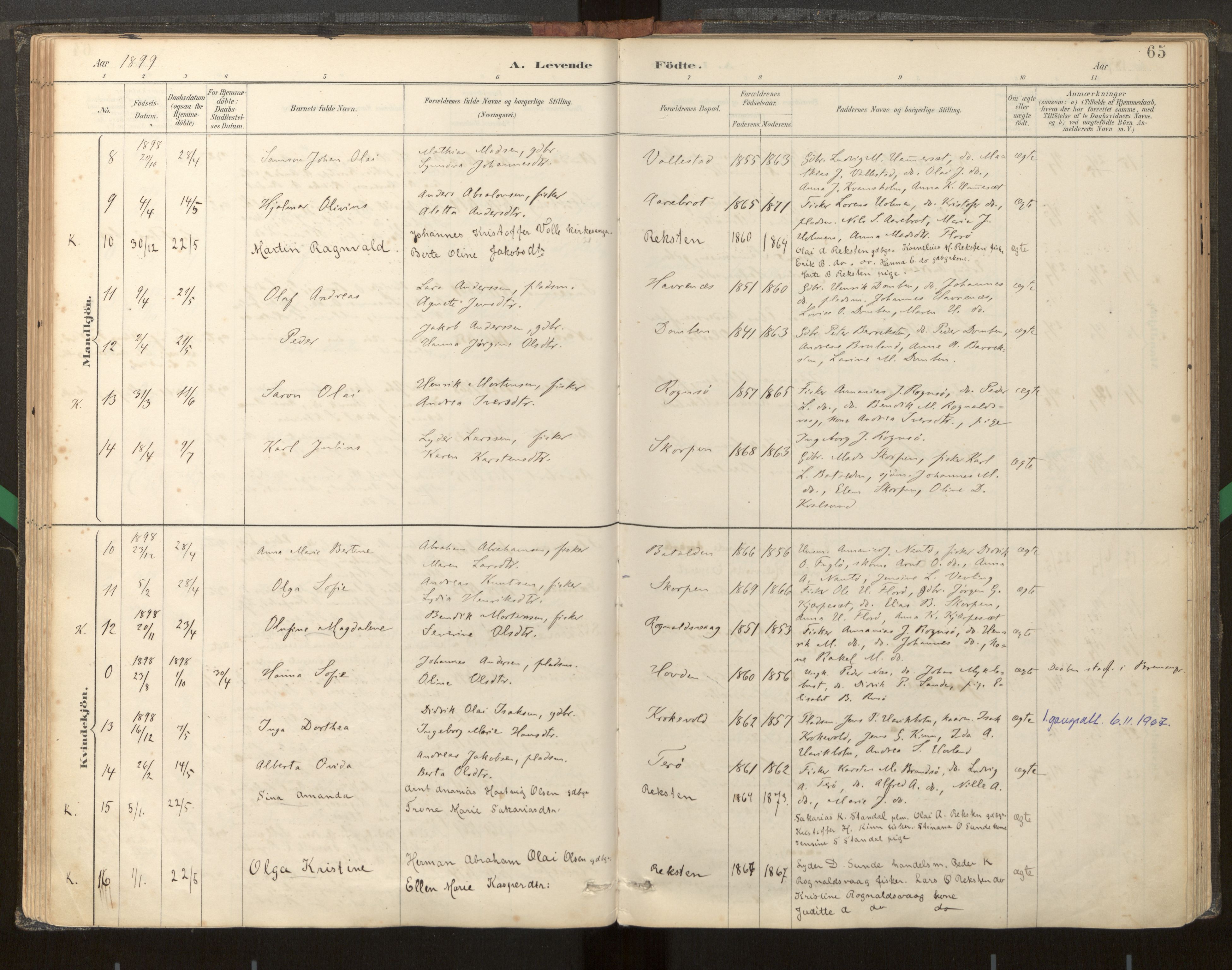 Kinn sokneprestembete, AV/SAB-A-80801/H/Haa/Haab/L0001: Parish register (official) no. B 1, 1886-1921, p. 65