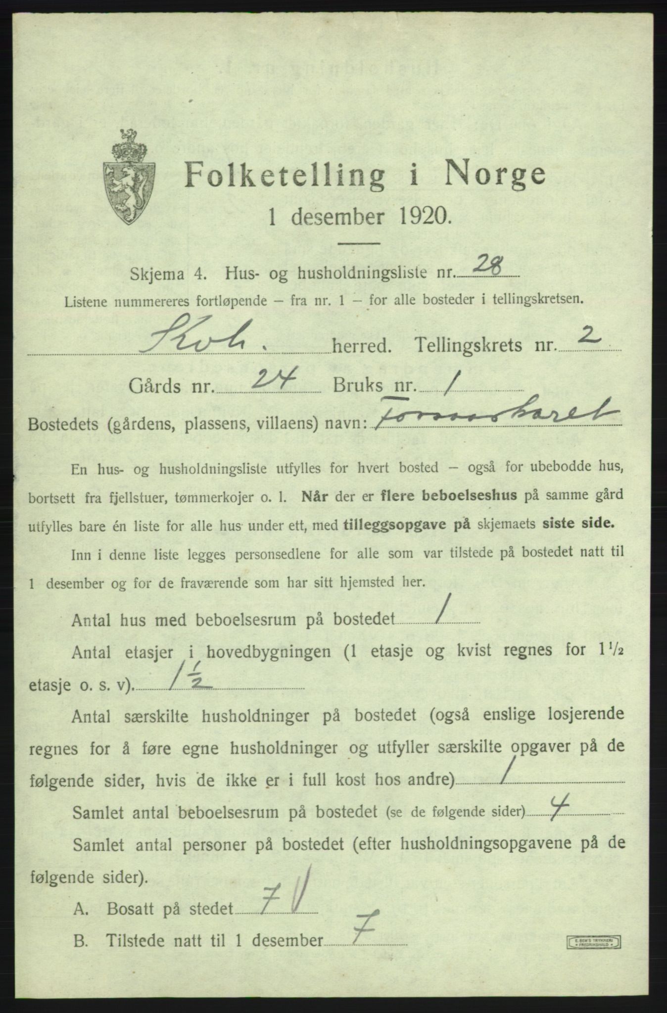 SAB, 1920 census for Kvinnherad, 1920, p. 315