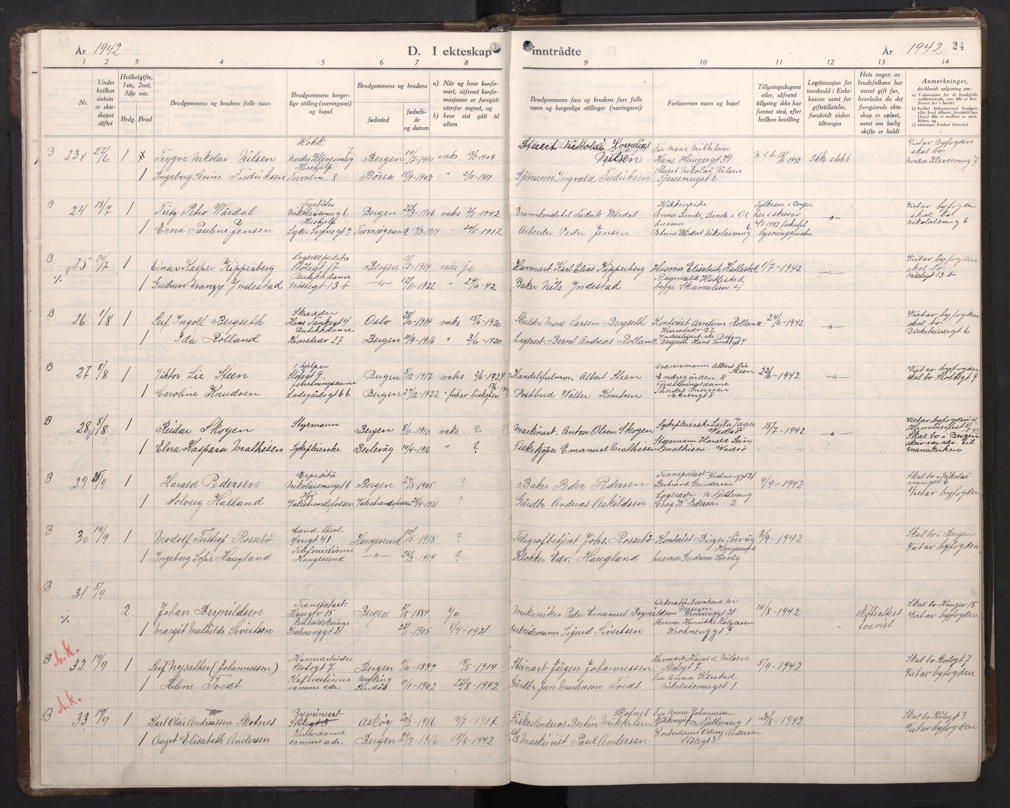 Mariakirken Sokneprestembete, AV/SAB-A-76901/H/Haa/L0019: Parish register (official) no. D 1, 1939-1963, p. 23b-24a