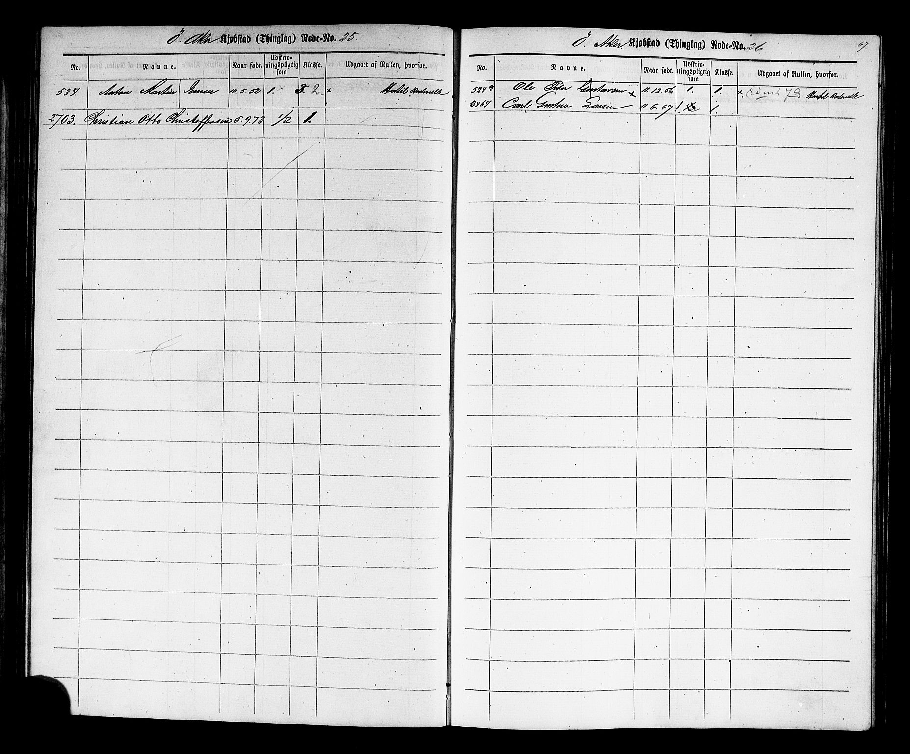 Oslo mønstringskontor, AV/SAO-A-10569g/F/Fc/Fcc/L0001: Utskrivningsregisterrulle, 1860-1890, p. 70