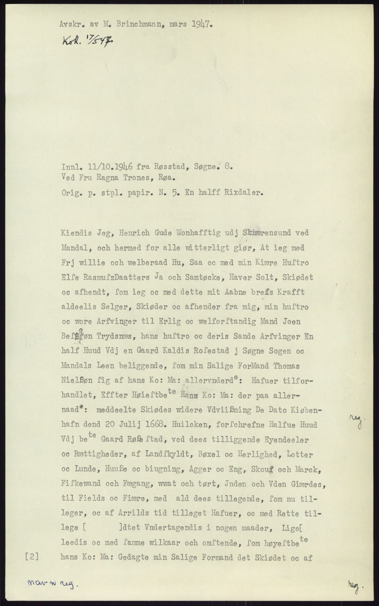 Samlinger til kildeutgivelse, Diplomavskriftsamlingen, AV/RA-EA-4053/H/Ha, p. 2556