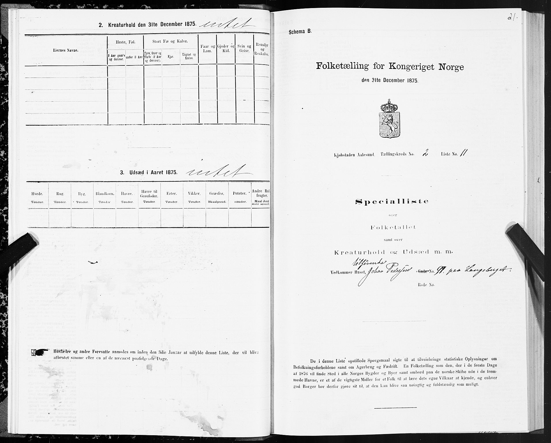 SAT, 1875 census for 1501P Ålesund, 1875, p. 2021