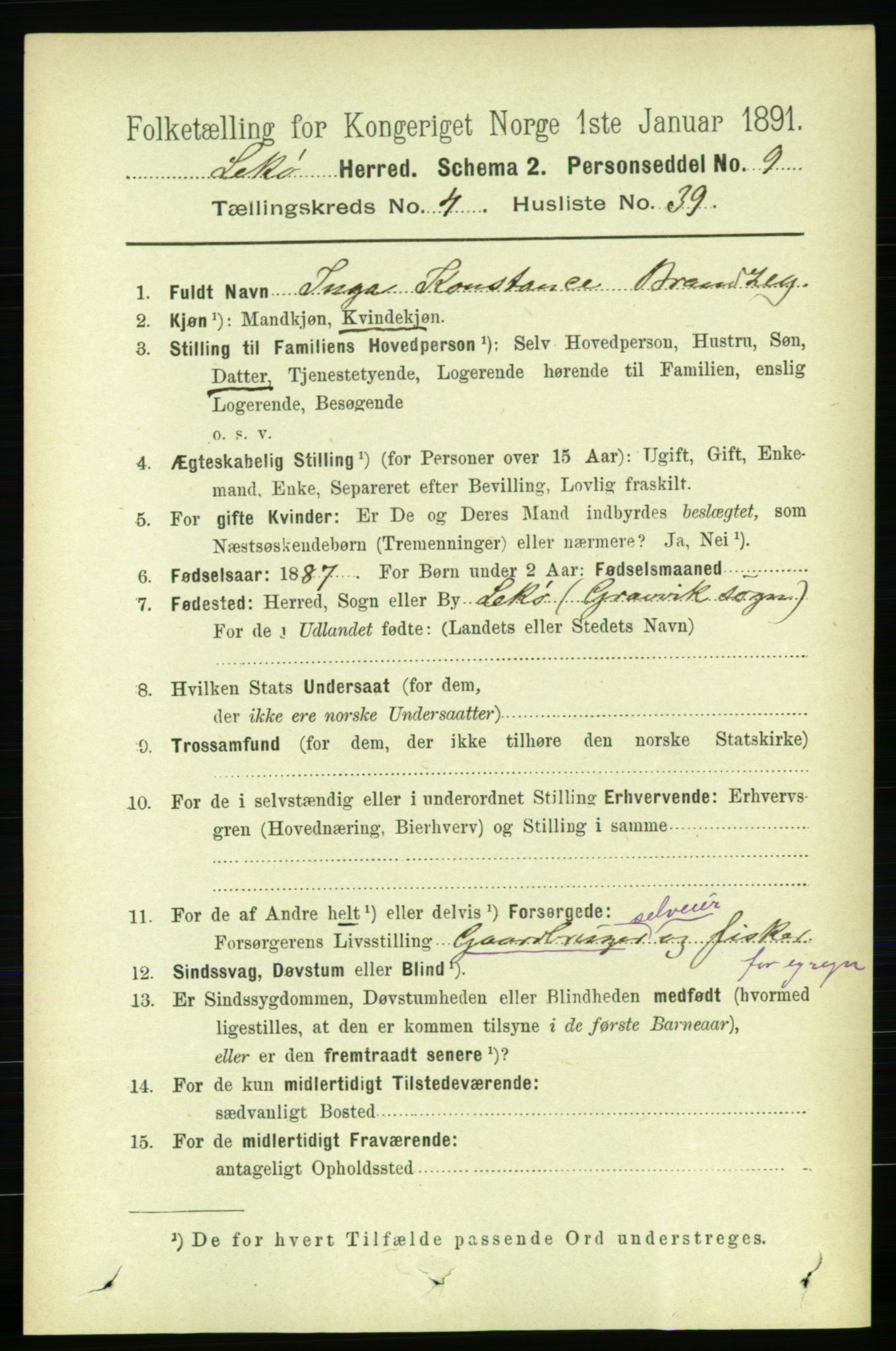 RA, 1891 census for 1755 Leka, 1891, p. 2175