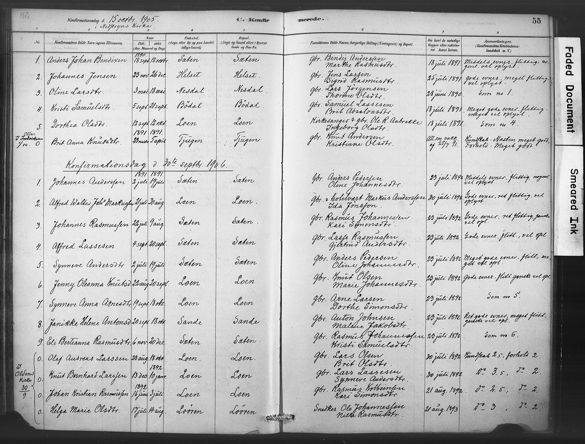 Stryn Sokneprestembete, AV/SAB-A-82501: Parish register (official) no. C 1, 1878-1907, p. 55